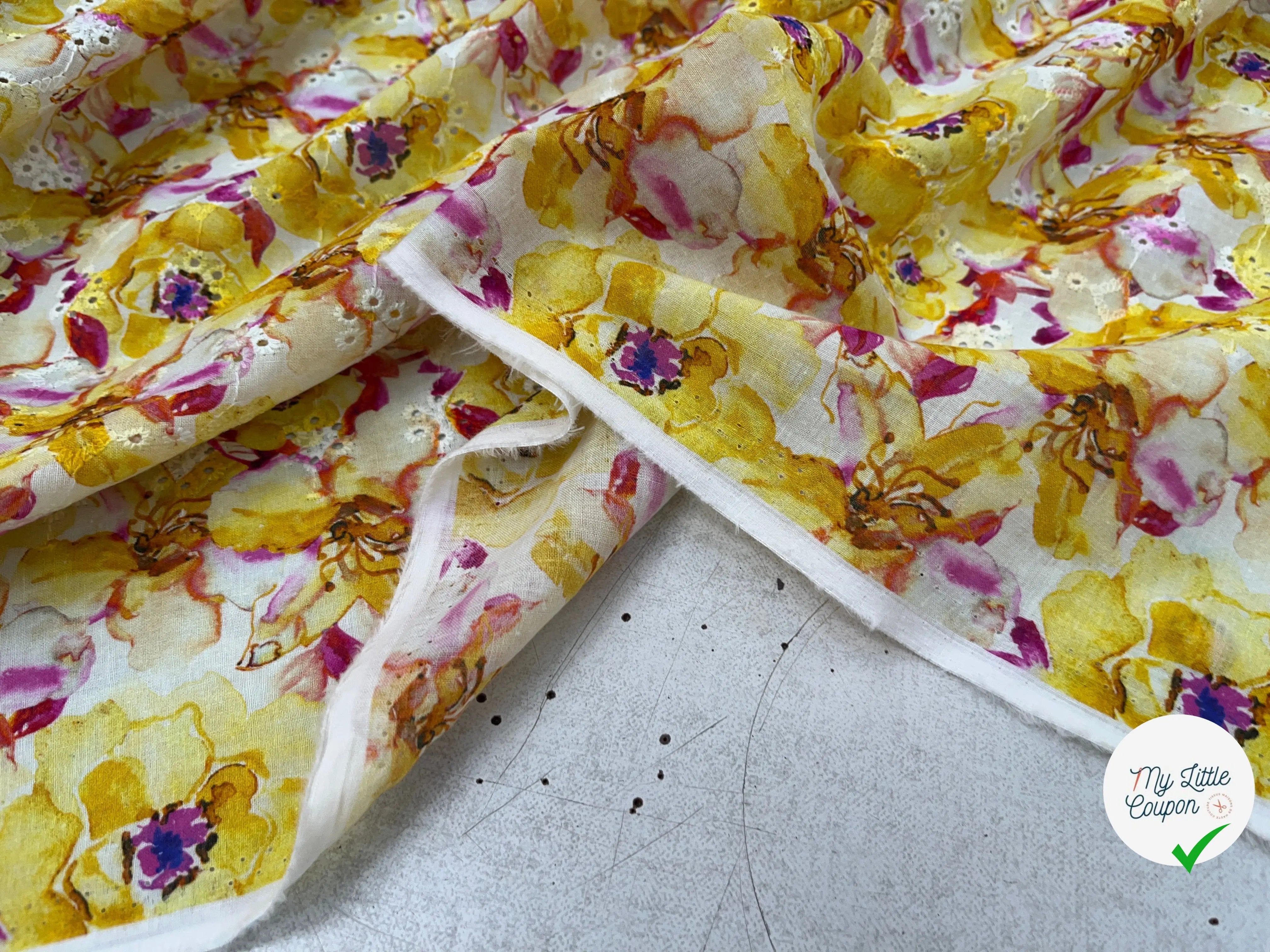 BRODERIE COTON BRODÉ DIGITAL FLOWER JAUNE - My Little Coupon