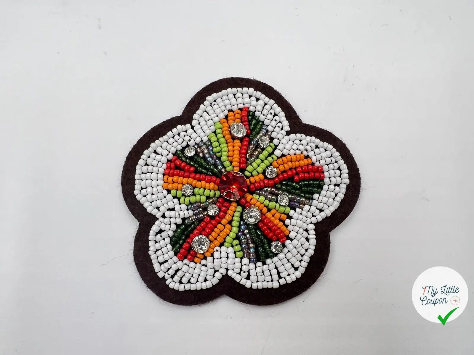 BRODERIE PERLÉE FLEUR BRUNE - My Little Coupon - tissu - coudre