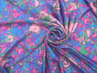 BUBBLE CREPE COLOR FLOWERS BLUE & PINK MLC INTERN