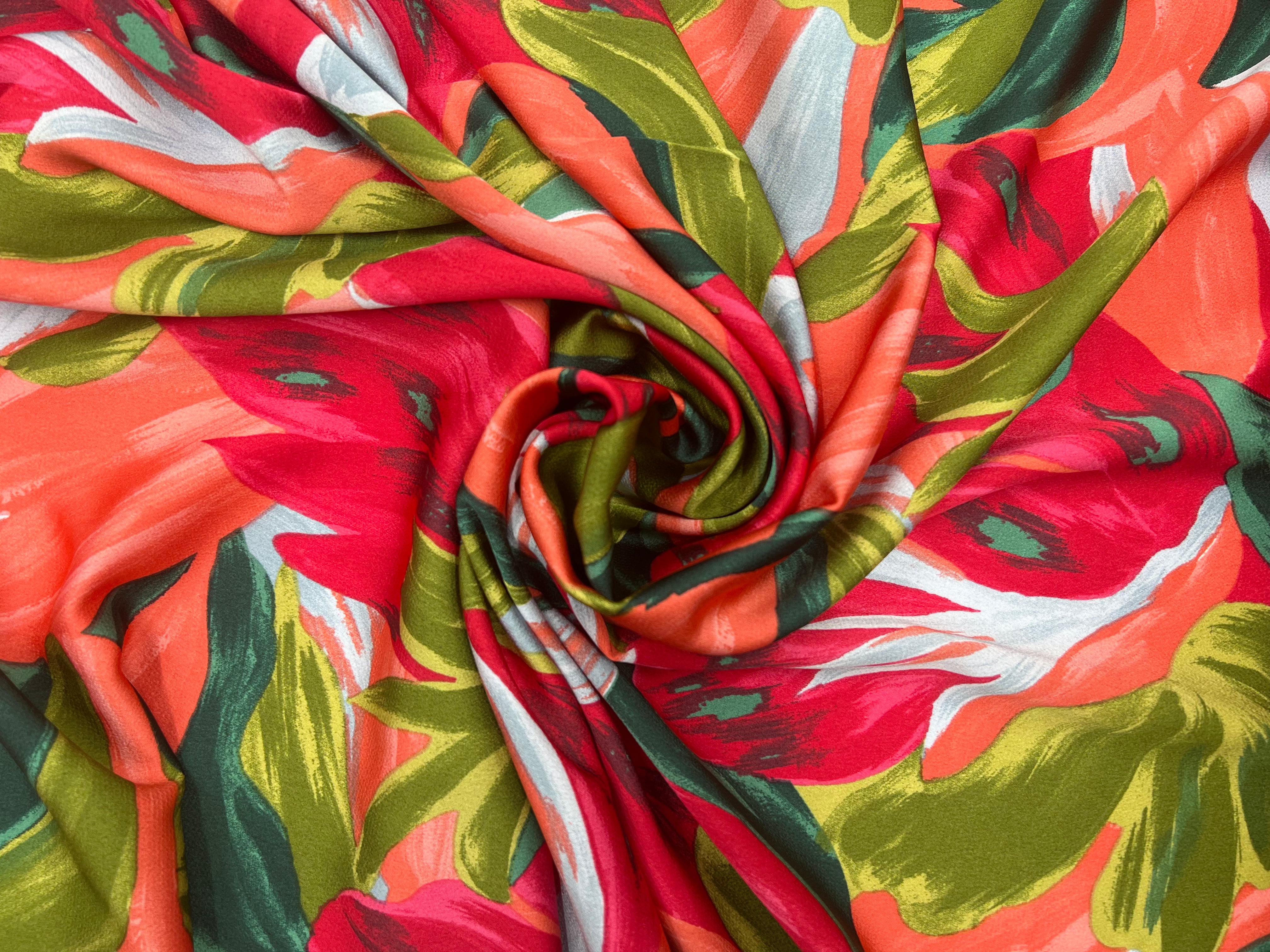 BUBBLE CREPE FEUILLAGE COLORÉ RED GREEN MLC INTERN