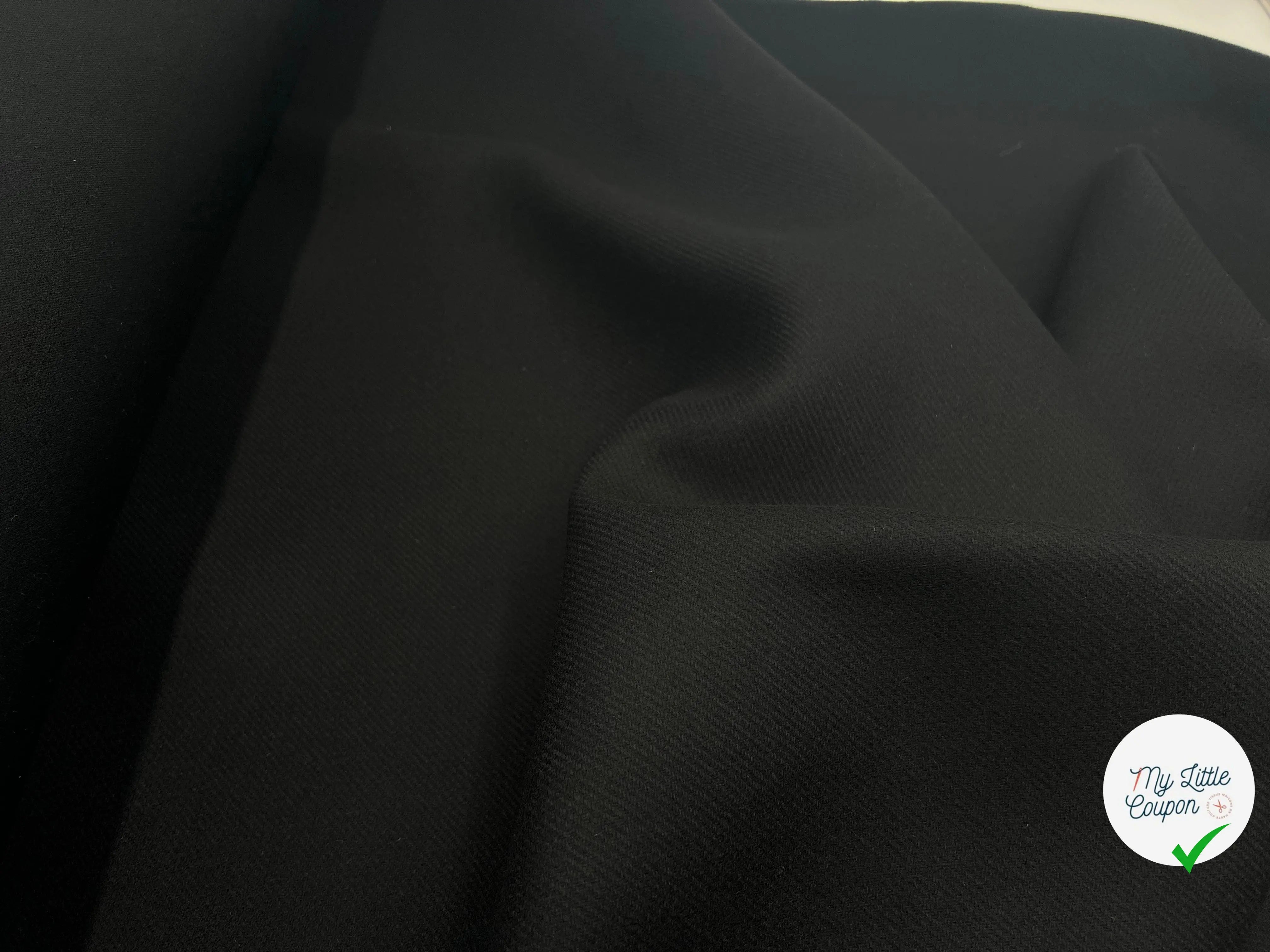 CABAN SERGÉ NOIR CONTRECOLLÉ POLYURÉTHANE NOIR - My Little Coupon - tissu - coudre