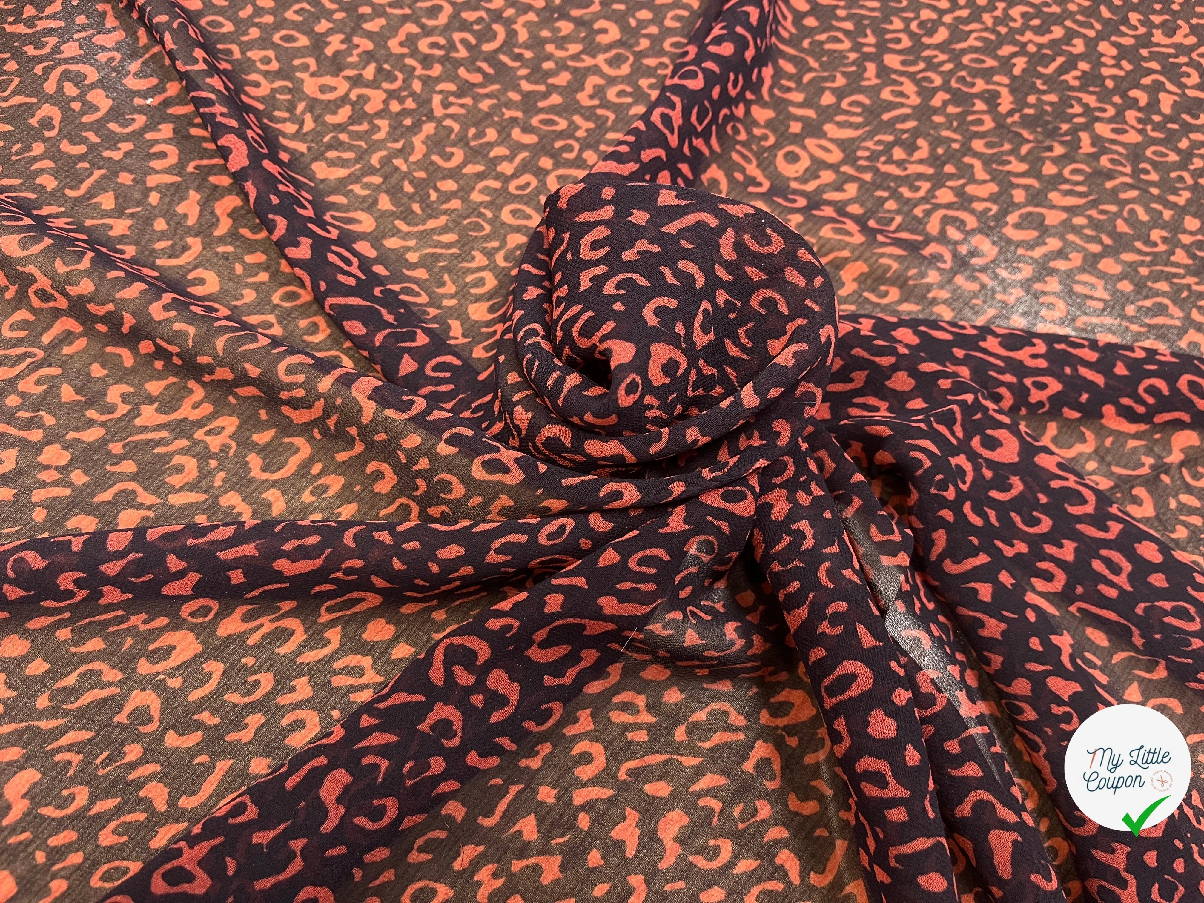 CEPE POLYESTER FOND NOIR E MARON MOTIF LÉOPARD - My Little Coupon