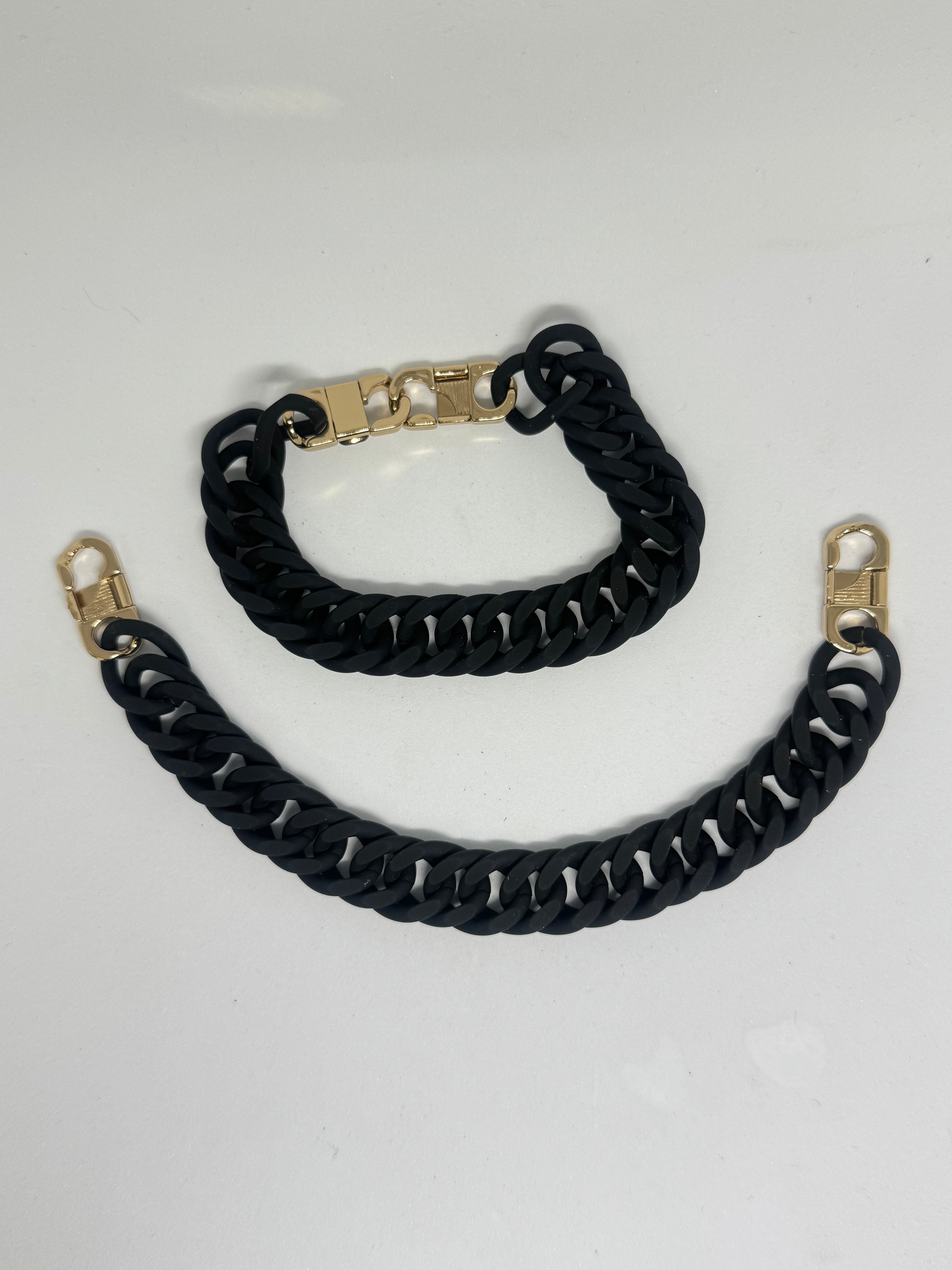 CHAINE PVC NOIR EMBOUT METAL DORE - My Little Coupon