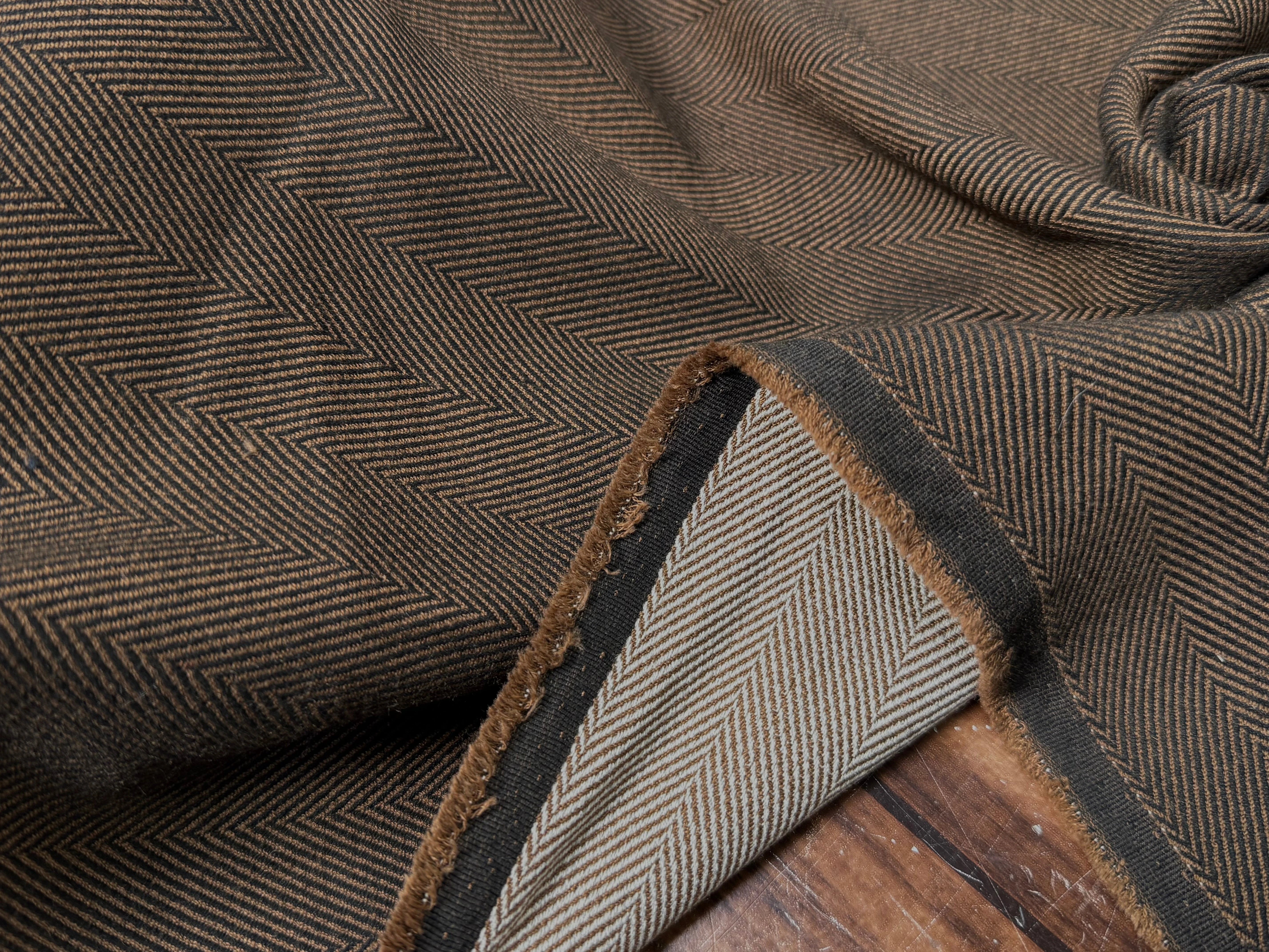 CHEVRON POLYVISCOSE MARRON NOIR - My Little Coupon