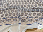CHIFFON IMPRIMÉ FEUILLAGES CREME BLEU FOND ÉCRU - My Little Coupon