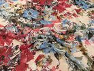 CHIFFON IMPRIMÉ GROSSES FLEURS BLEU ROUGE ULTRA BEAU - My Little Coupon
