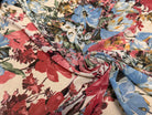 CHIFFON IMPRIMÉ GROSSES FLEURS BLEU ROUGE ULTRA BEAU - My Little Coupon