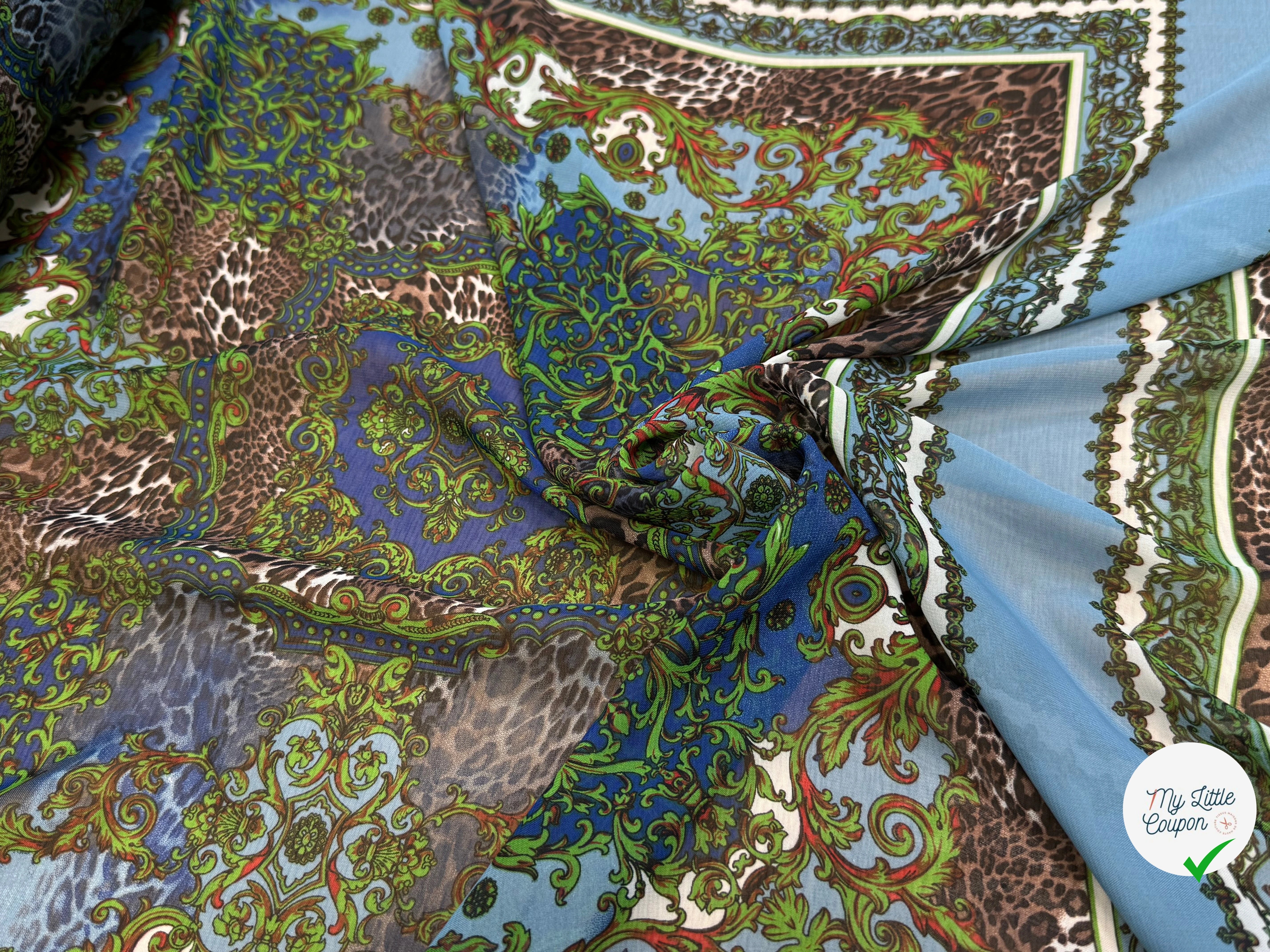 CHIFFON PRINTED BABY BLUE/VERT À PANNEAU - My Little Coupon