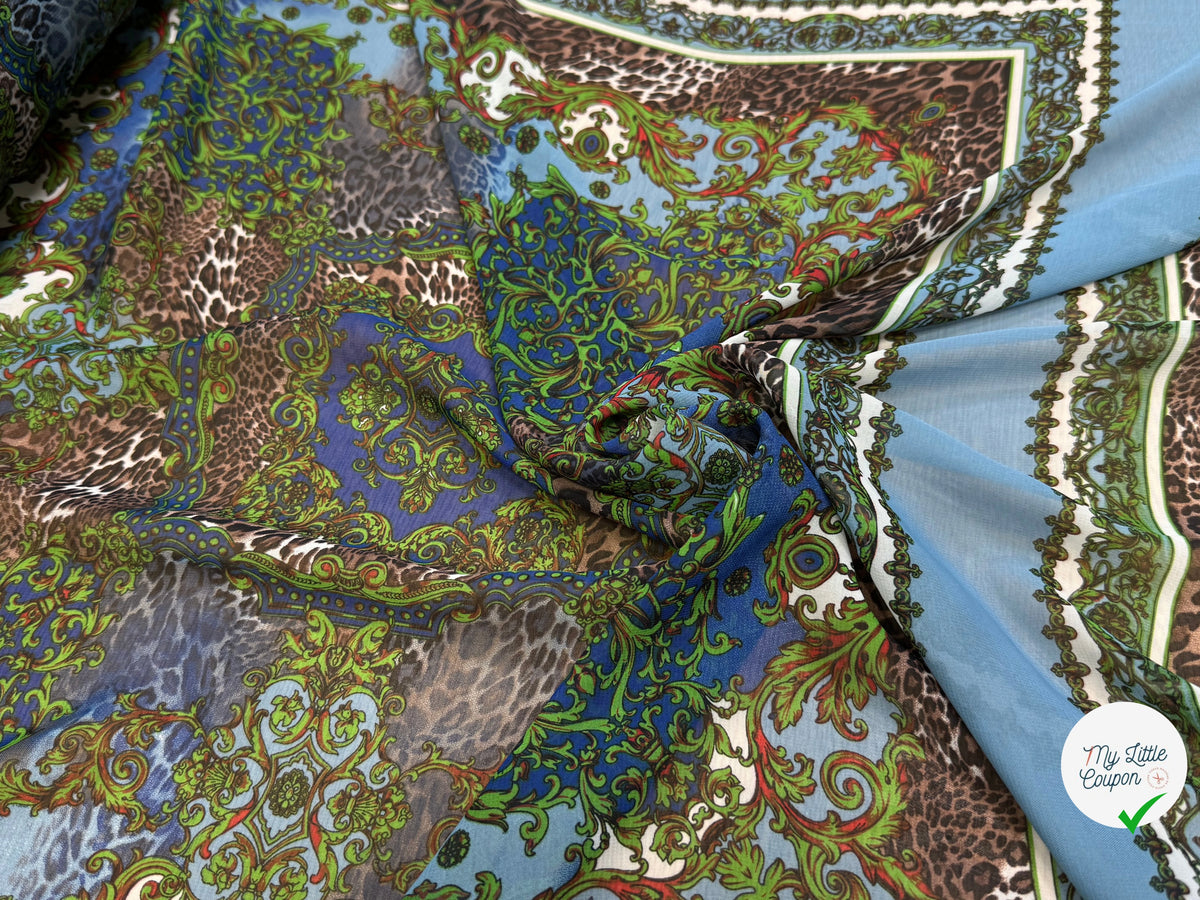 CHIFFON PRINTED BABY BLUE/VERT À PANNEAU - My Little Coupon