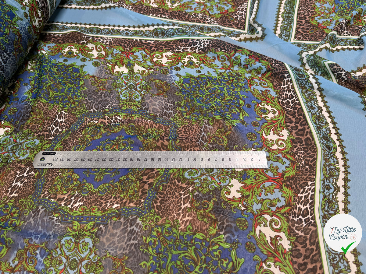 CHIFFON PRINTED BABY BLUE/VERT À PANNEAU - My Little Coupon