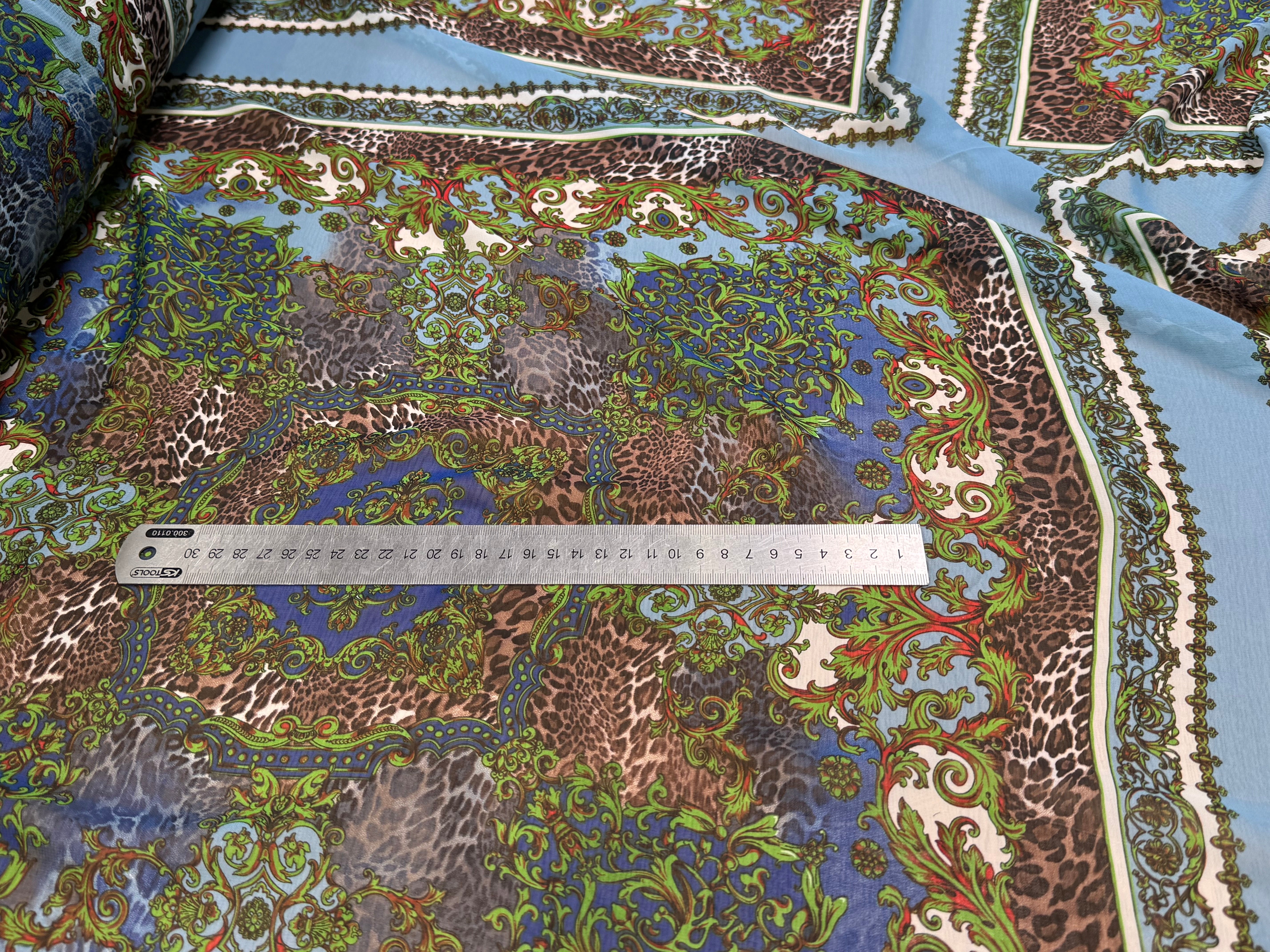CHIFFON PRINTED BABY BLUE/VERT À PANNEAU - My Little Coupon