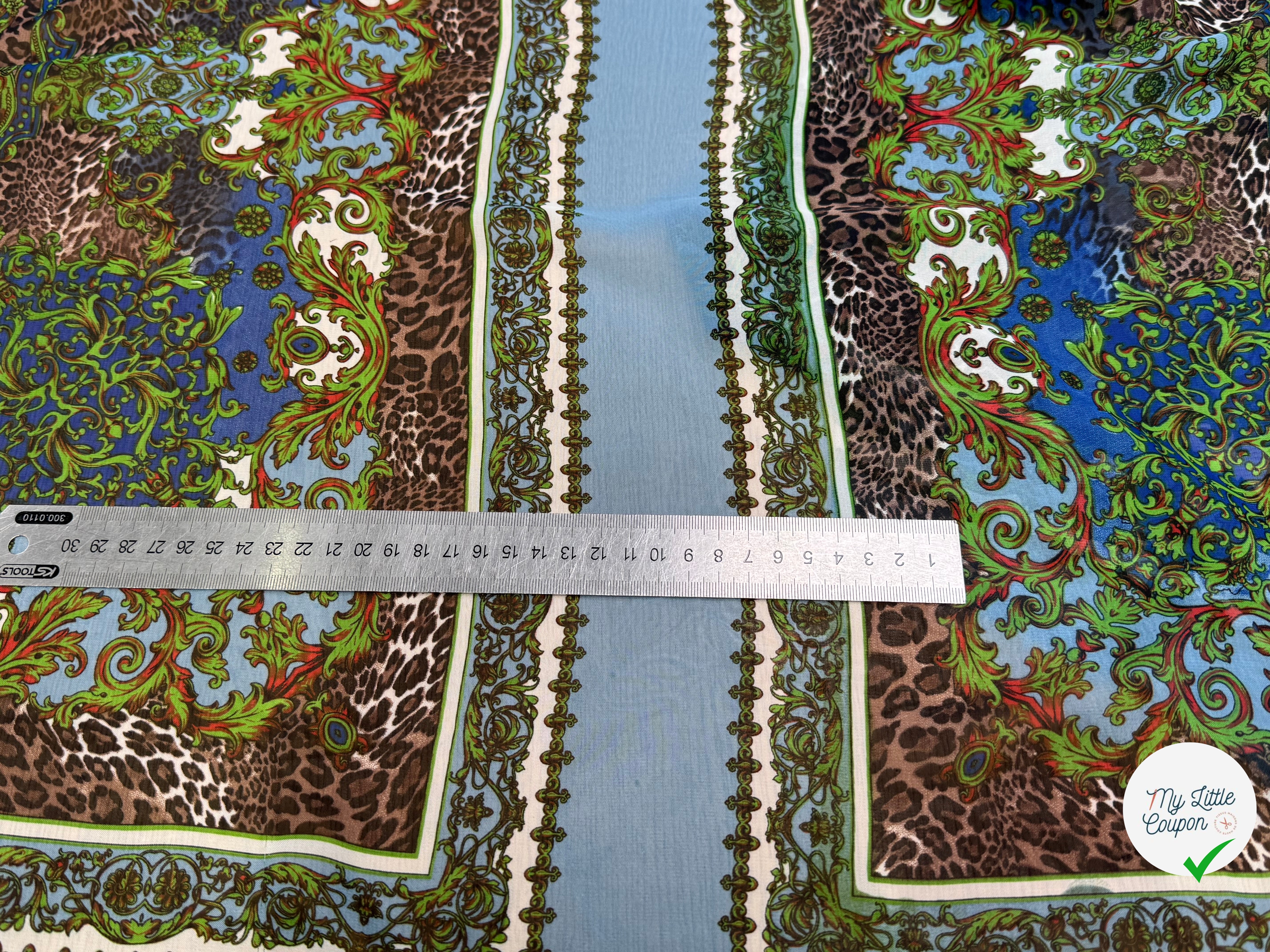 CHIFFON PRINTED BABY BLUE/VERT À PANNEAU - My Little Coupon