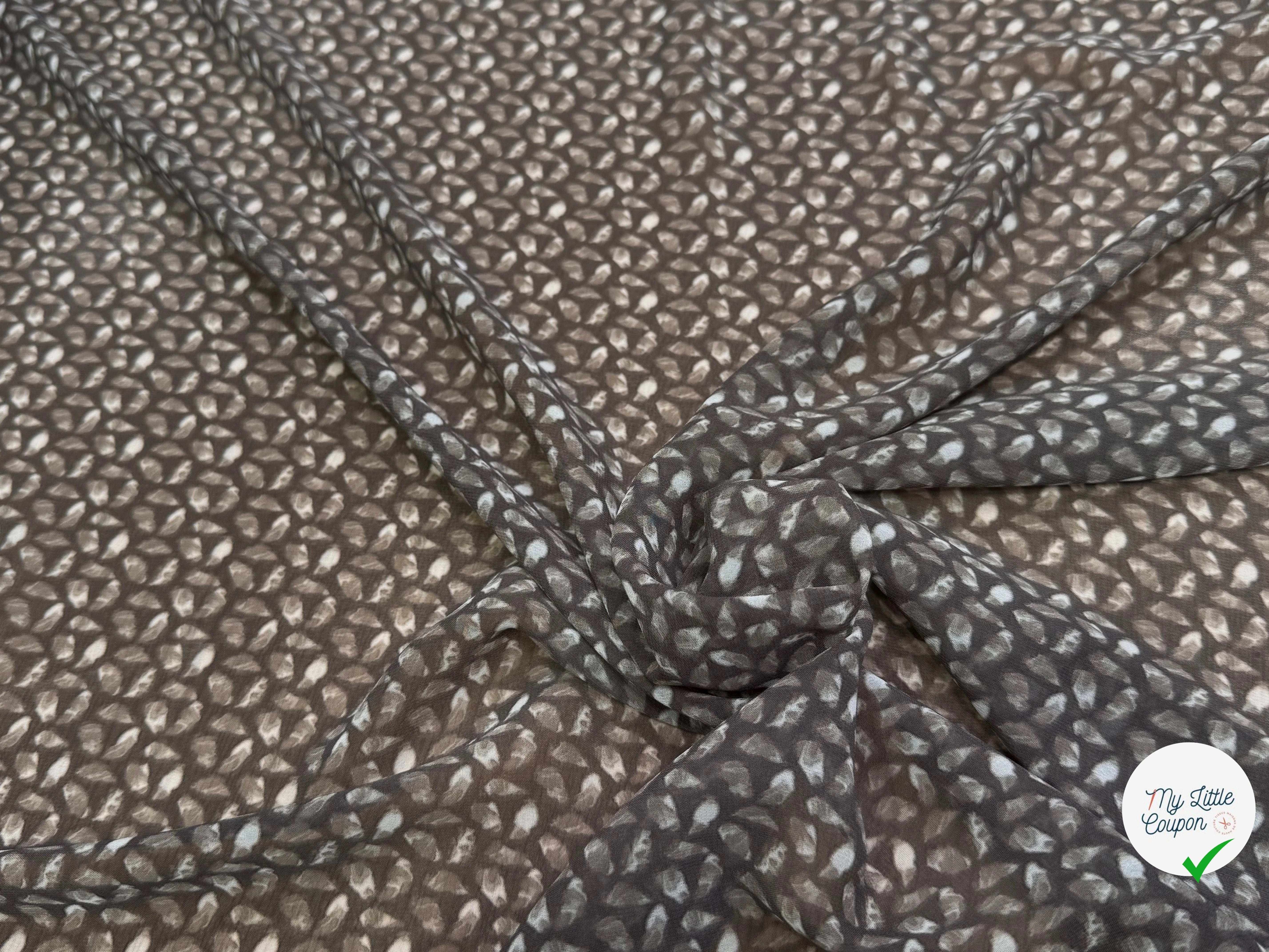 CHIFFON PRINTED CAILLOUX FOND GRIS FONCÉ - My Little Coupon