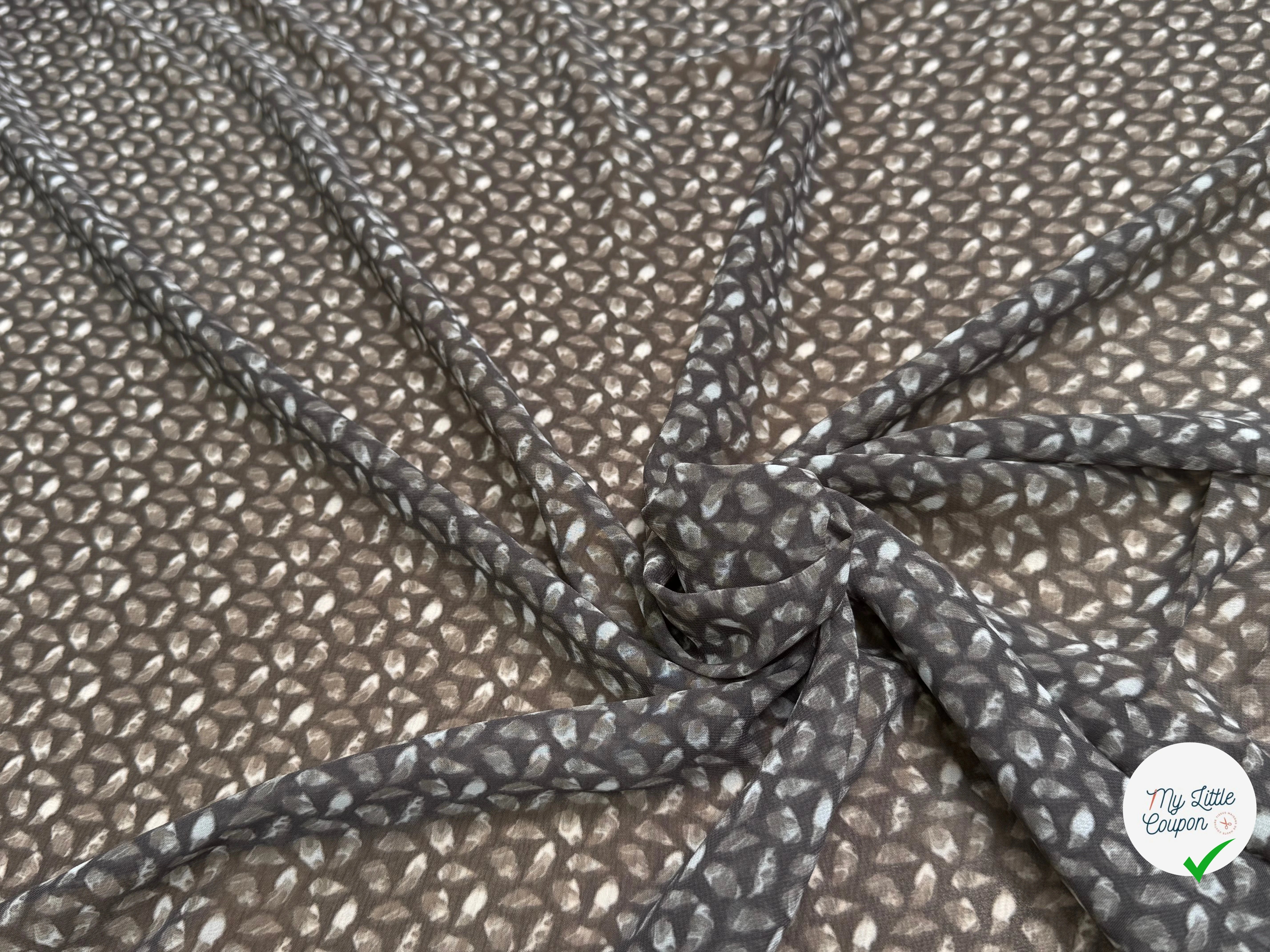 CHIFFON PRINTED CAILLOUX FOND GRIS FONCÉ - My Little Coupon
