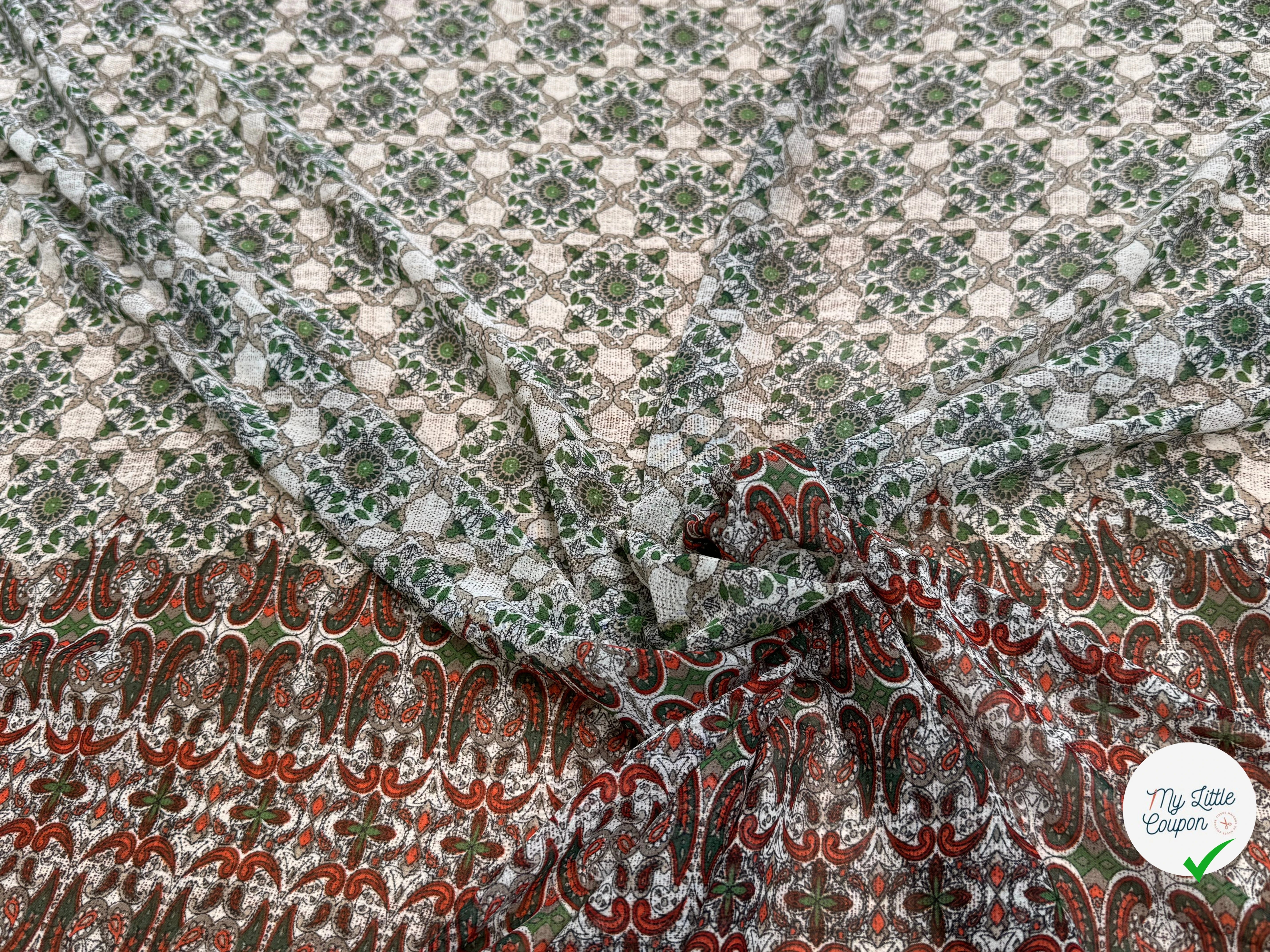 CHIFFON PRINTED ETHNIC VERT - My Little Coupon