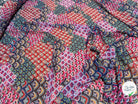CHIFFON PRINTED ÉVANTAILS MULTICOLORES ROSE ROUGE - My Little Coupon