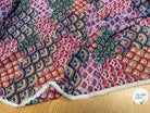 CHIFFON PRINTED ÉVANTAILS MULTICOLORES ROSE ROUGE - My Little Coupon