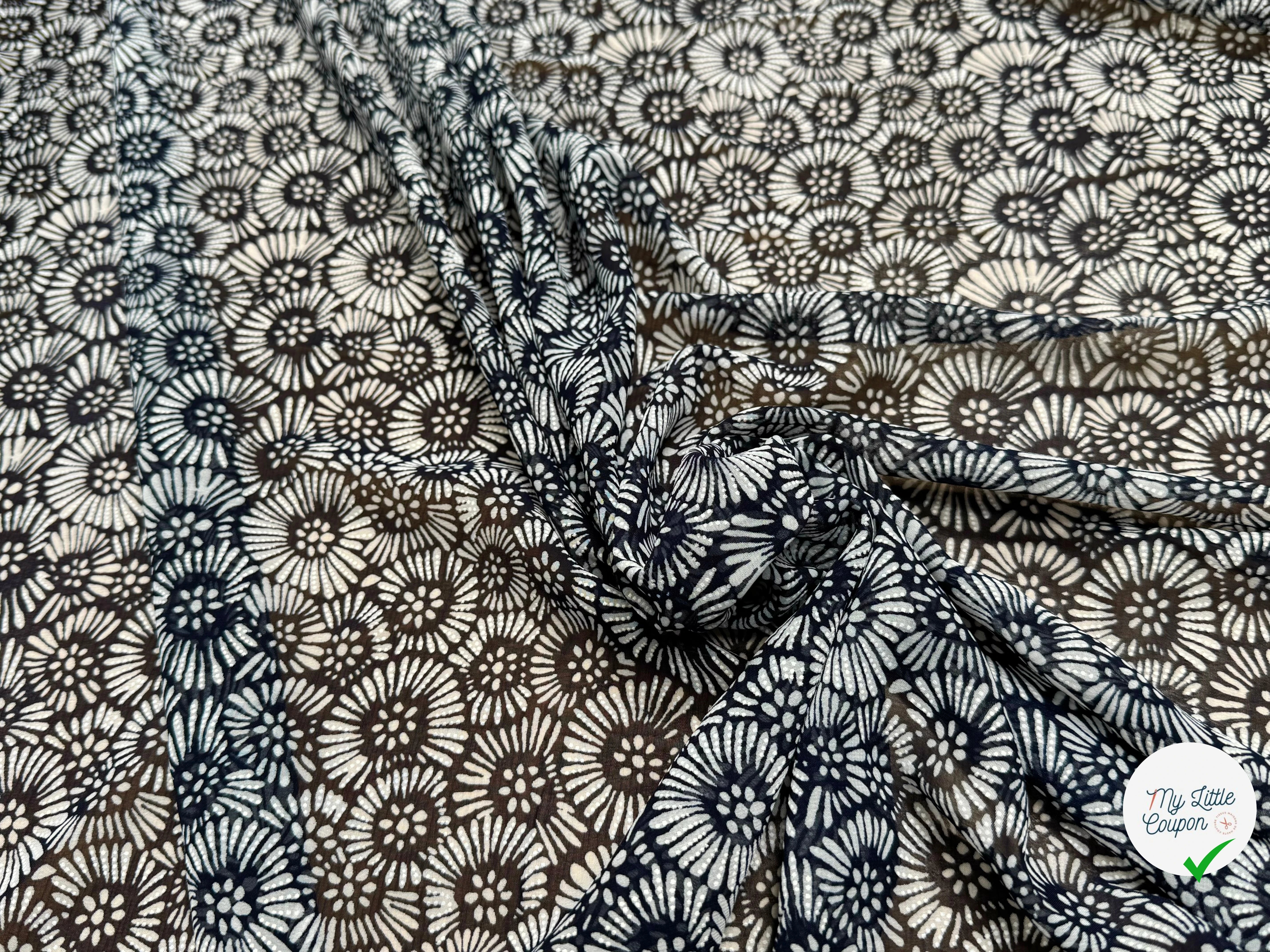 CHIFFON PRINTED FEU D'ARTIFICES FOND MARINE - My Little Coupon