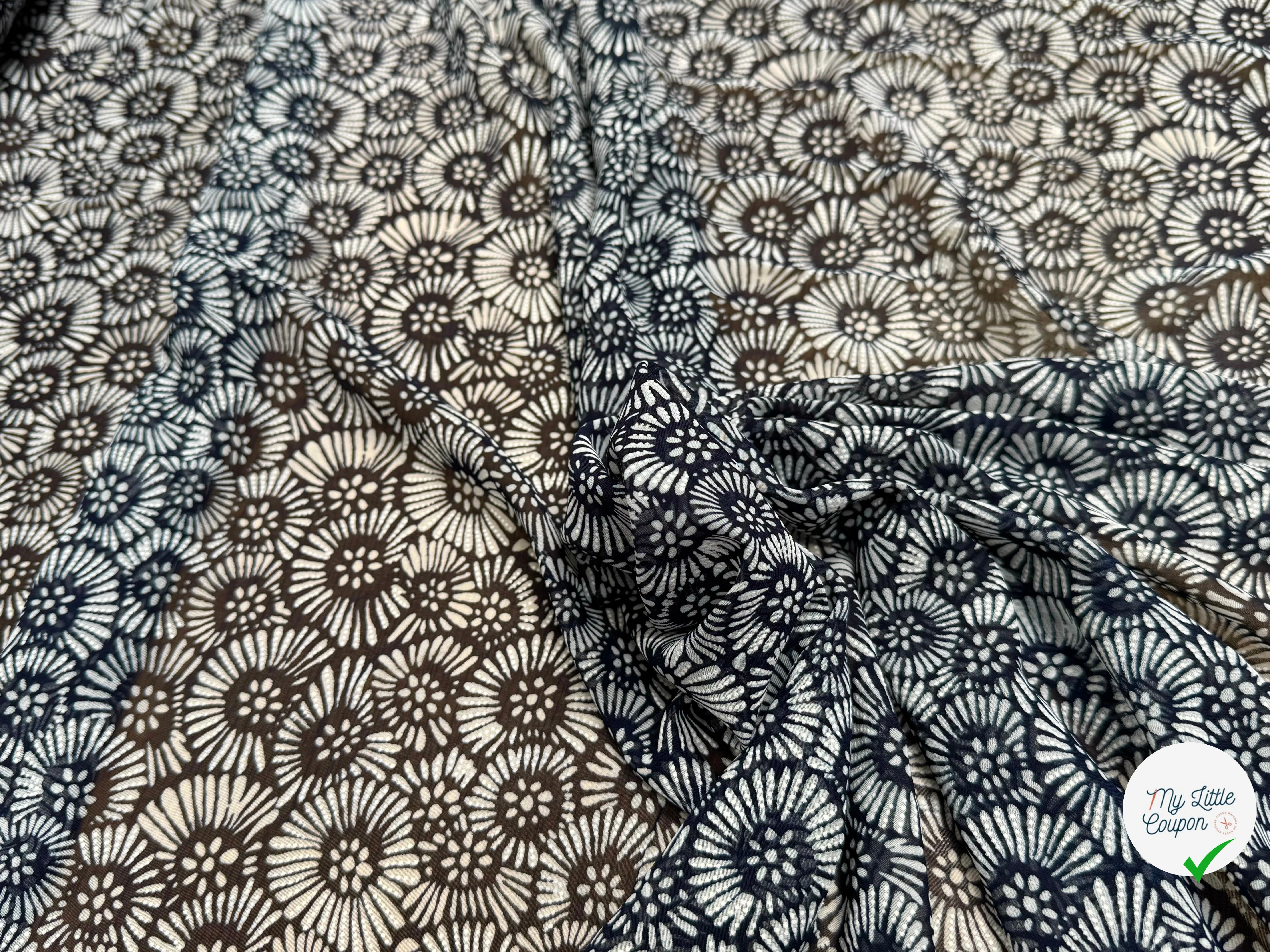 CHIFFON PRINTED FEU D'ARTIFICES FOND MARINE - My Little Coupon
