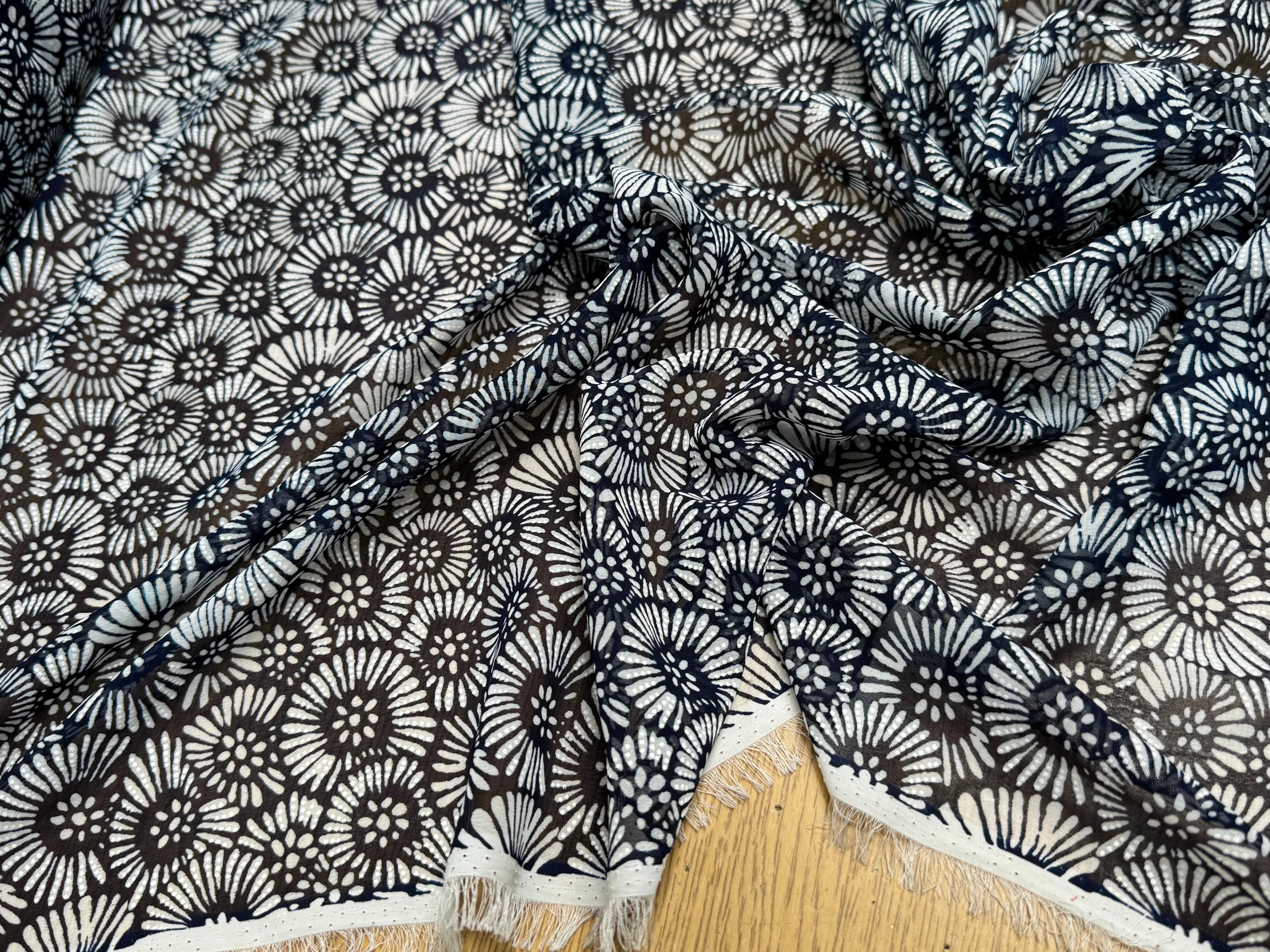 CHIFFON PRINTED FEU D'ARTIFICES FOND MARINE - My Little Coupon
