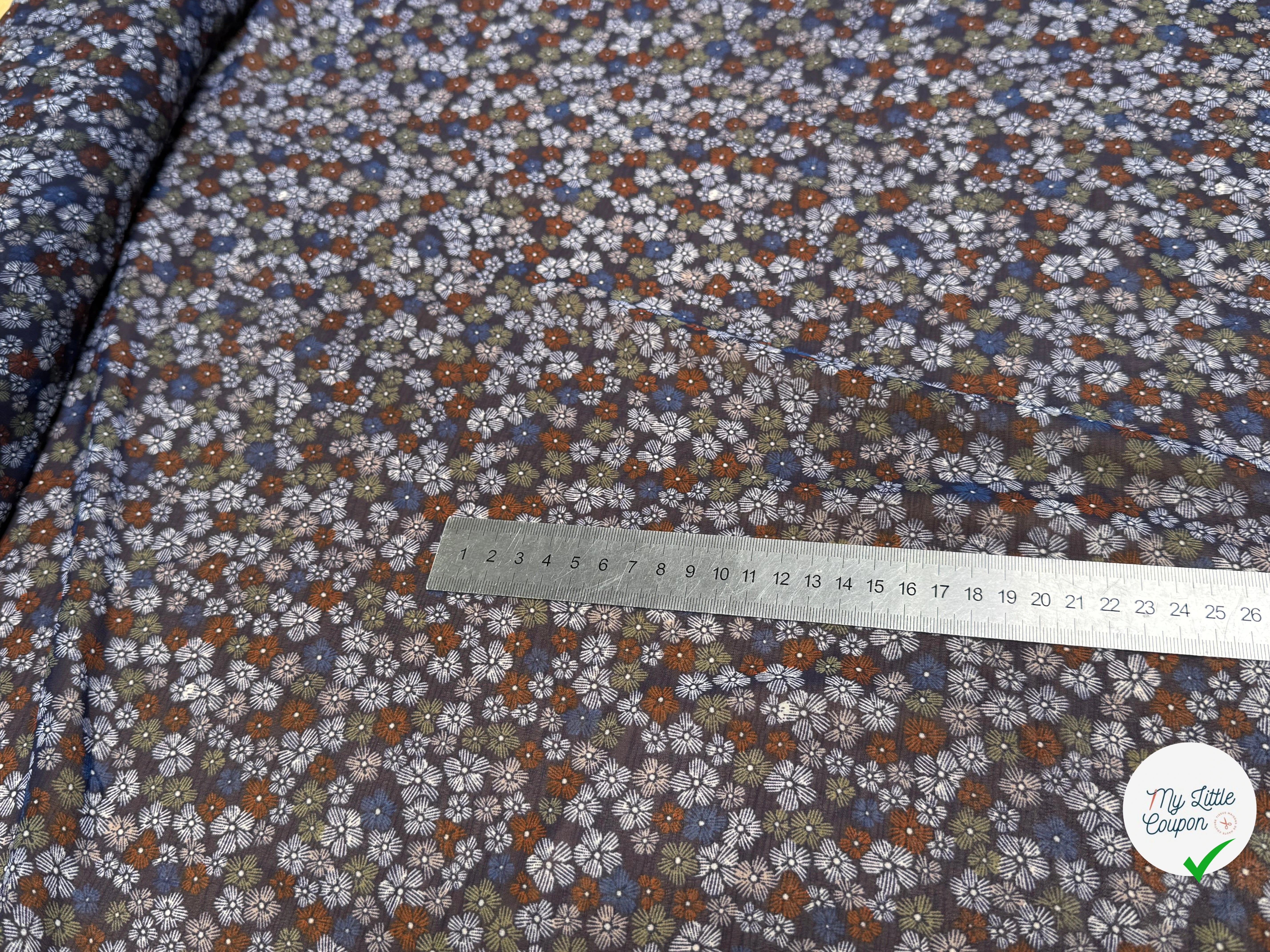 CHIFFON PRINTED FEU D'ARTIFICES MULTICOLORES FOND MARINE - My Little Coupon