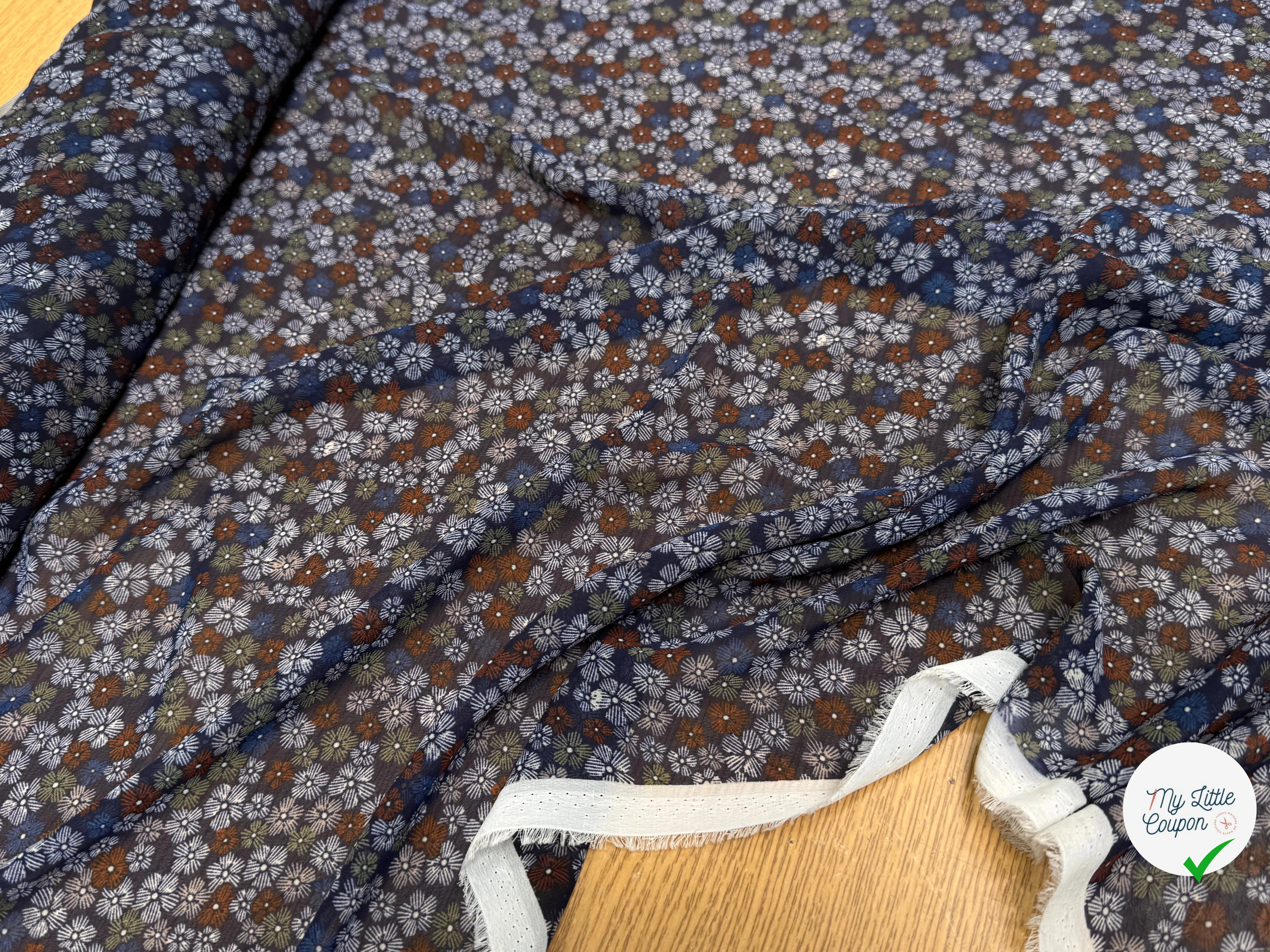 CHIFFON PRINTED FEU D'ARTIFICES MULTICOLORES FOND MARINE - My Little Coupon