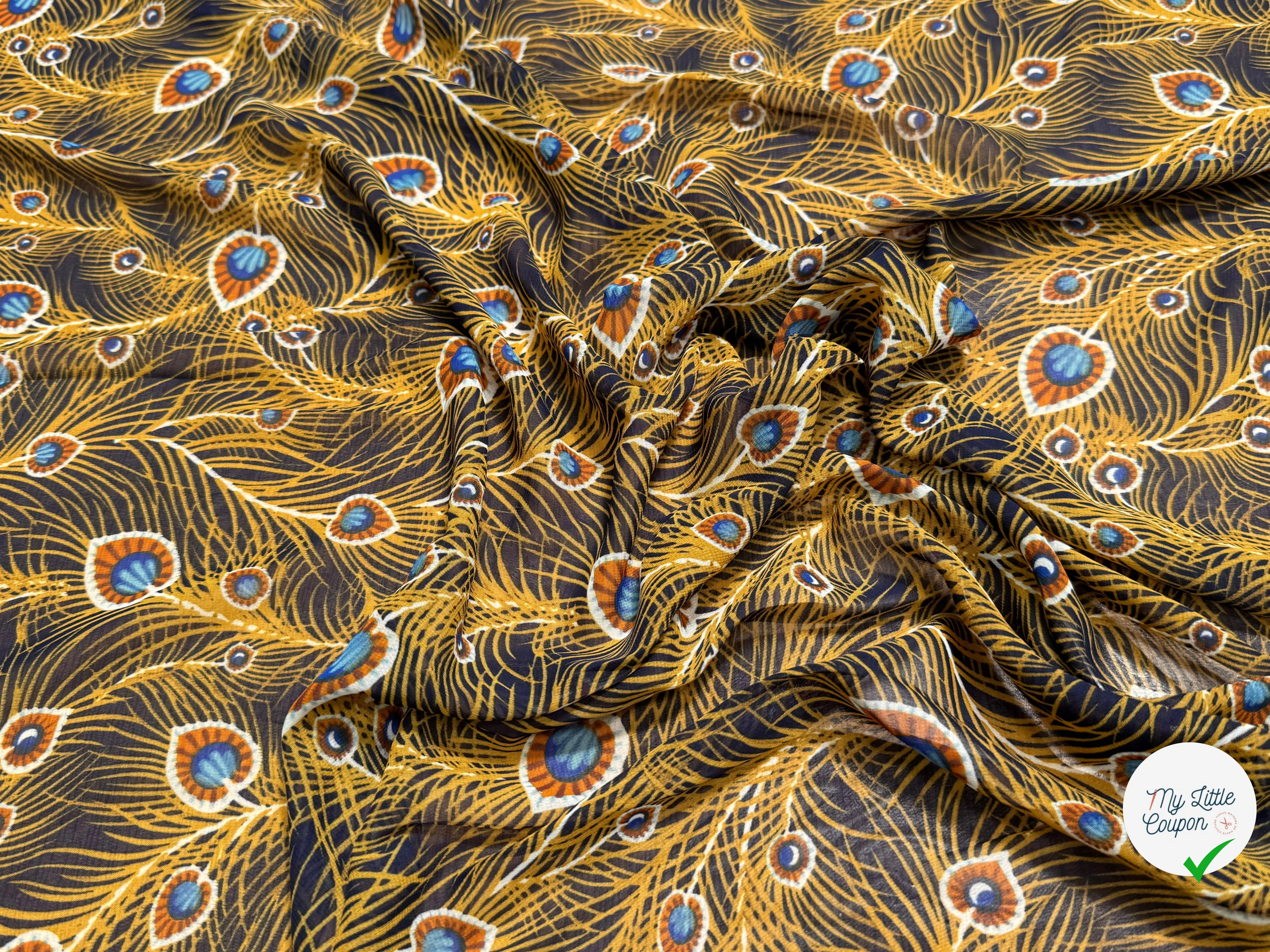 CHIFFON PRINTED FEUILLAGES MUSTARD - My Little Coupon