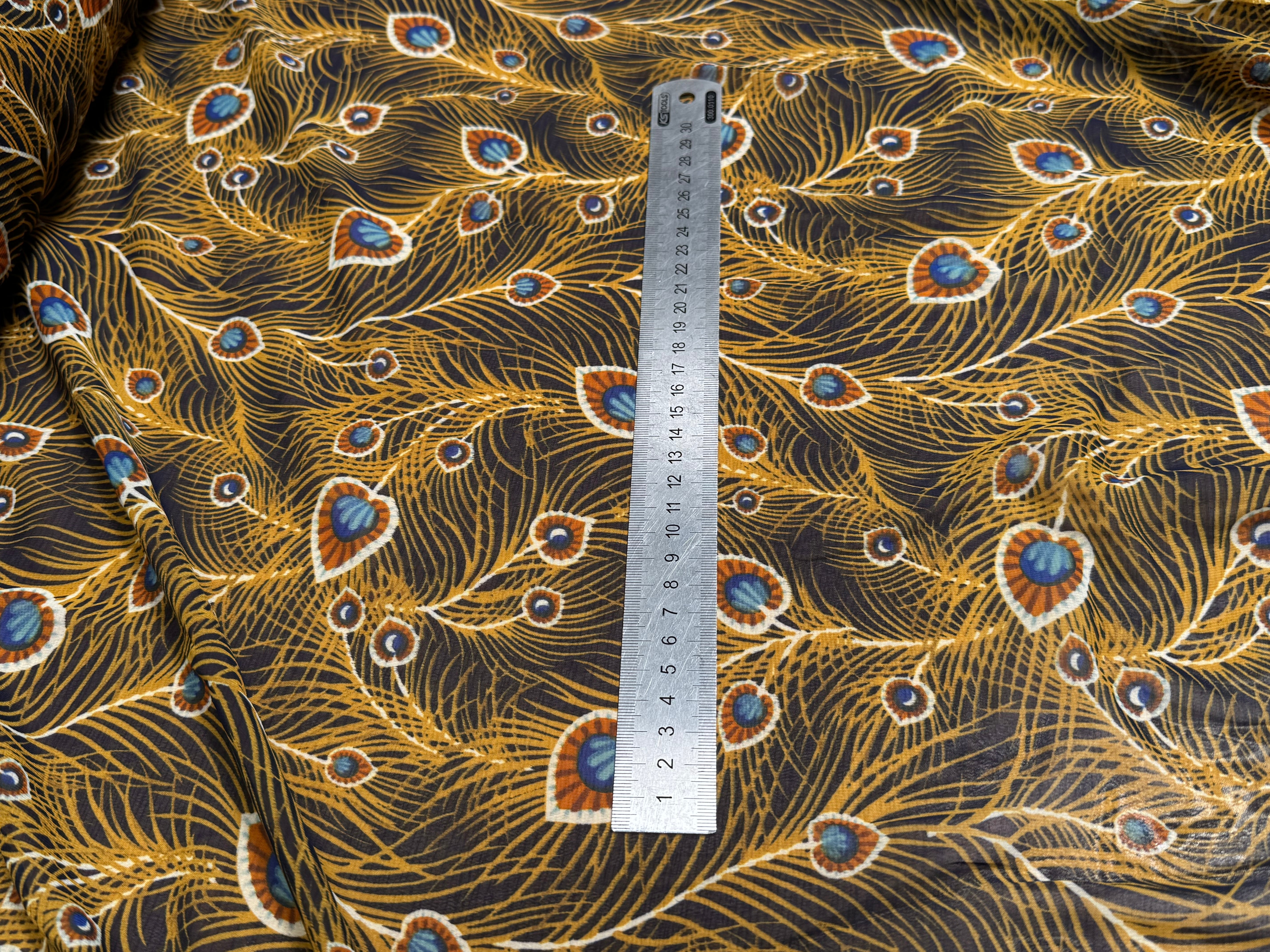 CHIFFON PRINTED FEUILLAGES MUSTARD - My Little Coupon