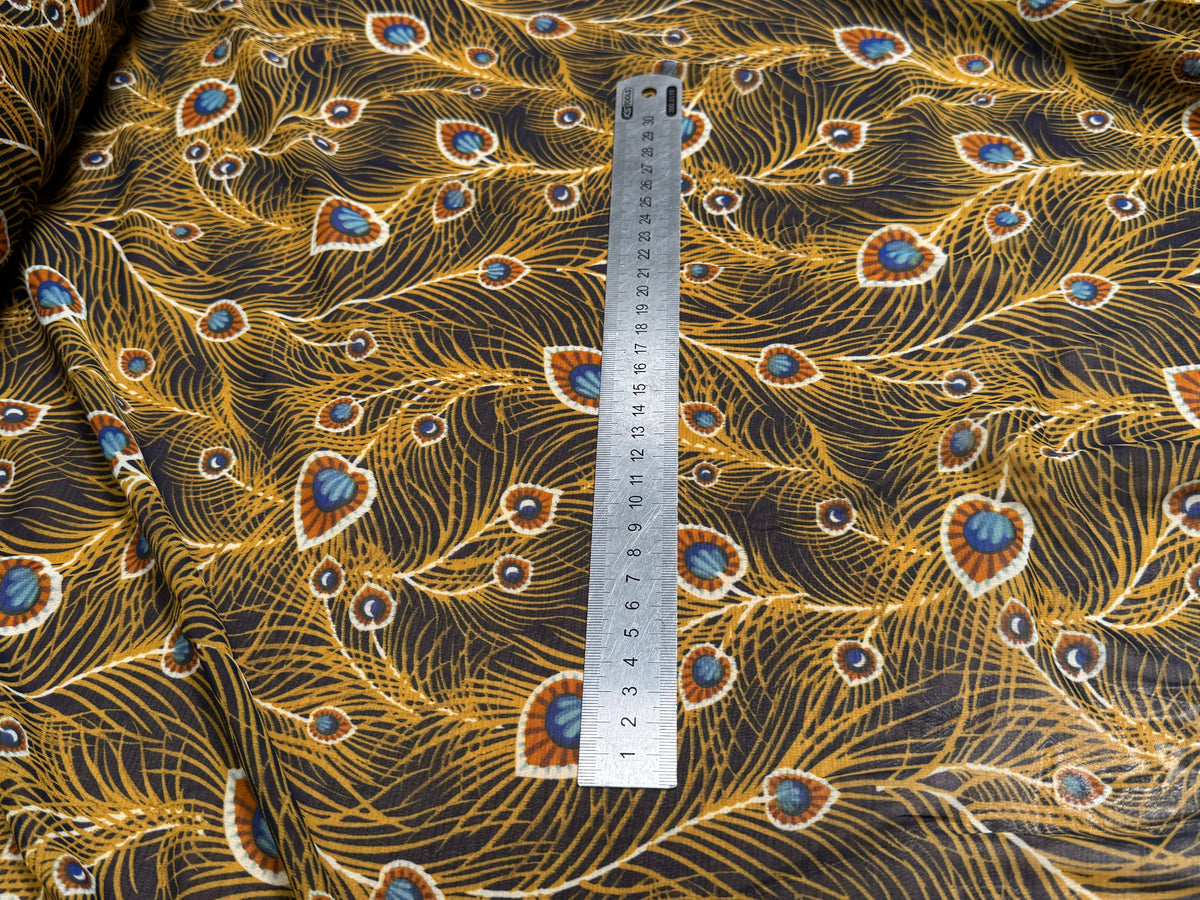 CHIFFON PRINTED FEUILLAGES MUSTARD - My Little Coupon