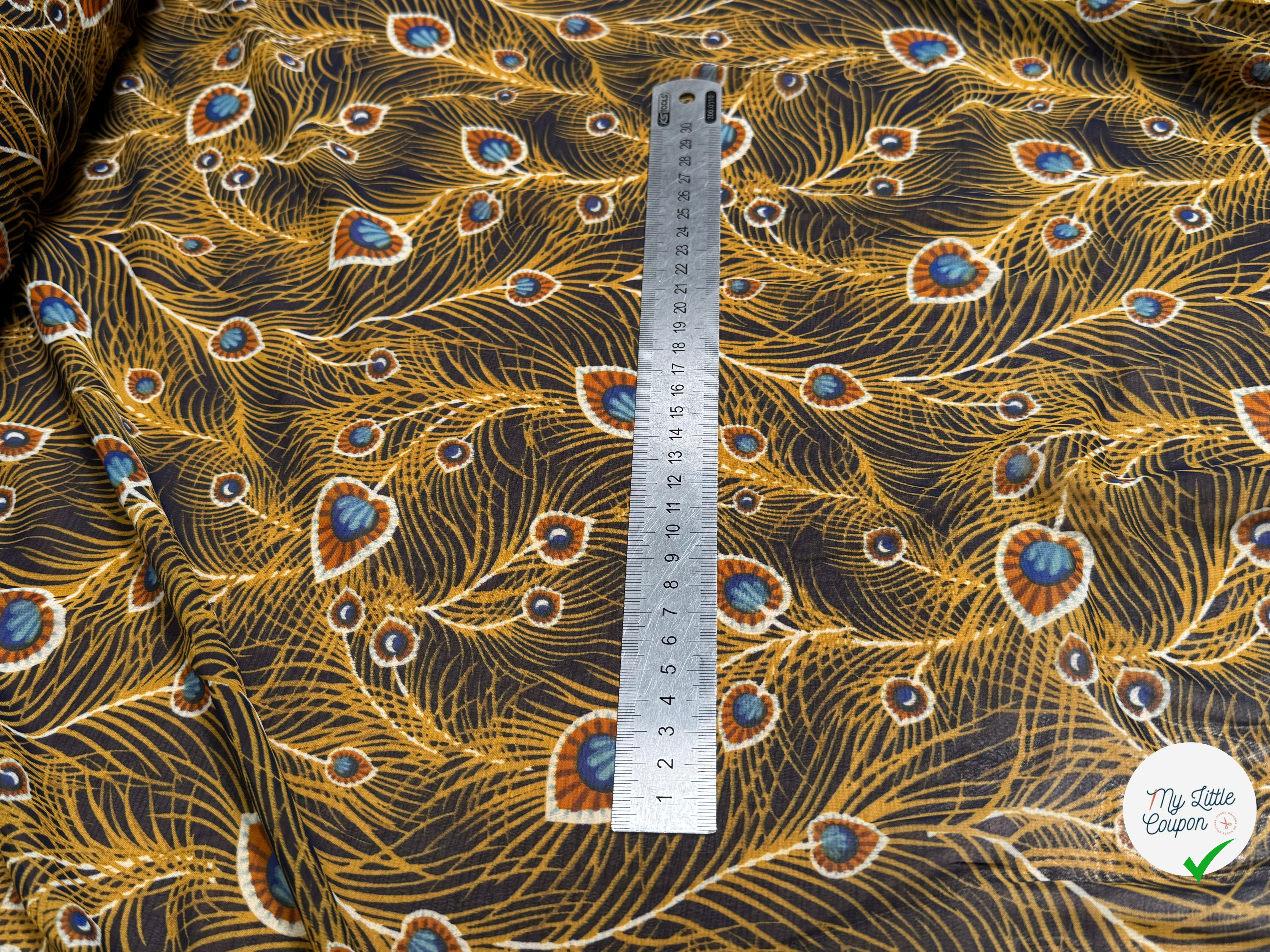 CHIFFON PRINTED FEUILLAGES MUSTARD - My Little Coupon