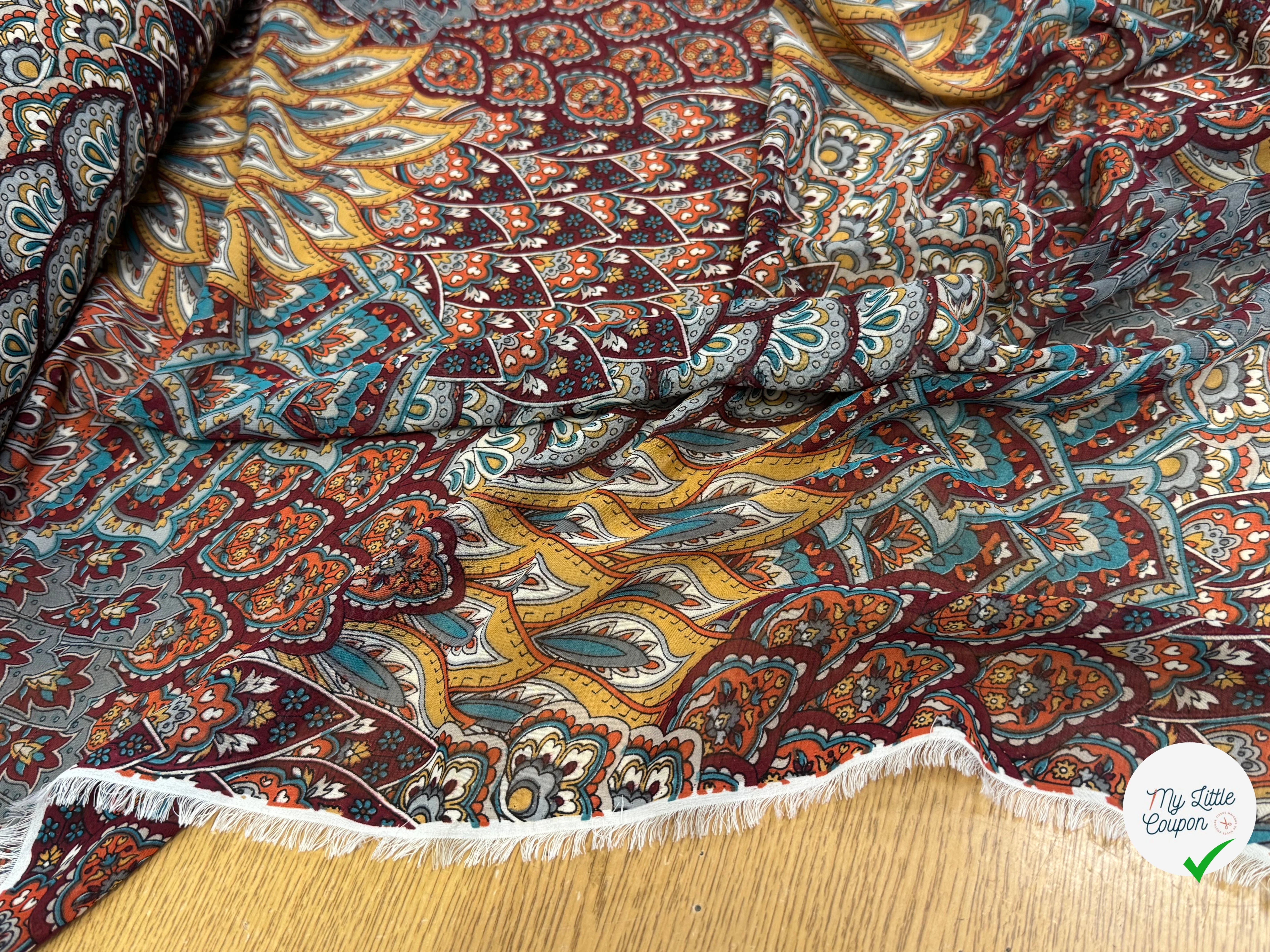 CHIFFON PRINTED FLORAUX MULTICOLORES CHOCO CARAMEL - My Little Coupon