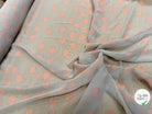 CHIFFON PRINTED GROS POIS ROSE FOND GRIS - My Little Coupon