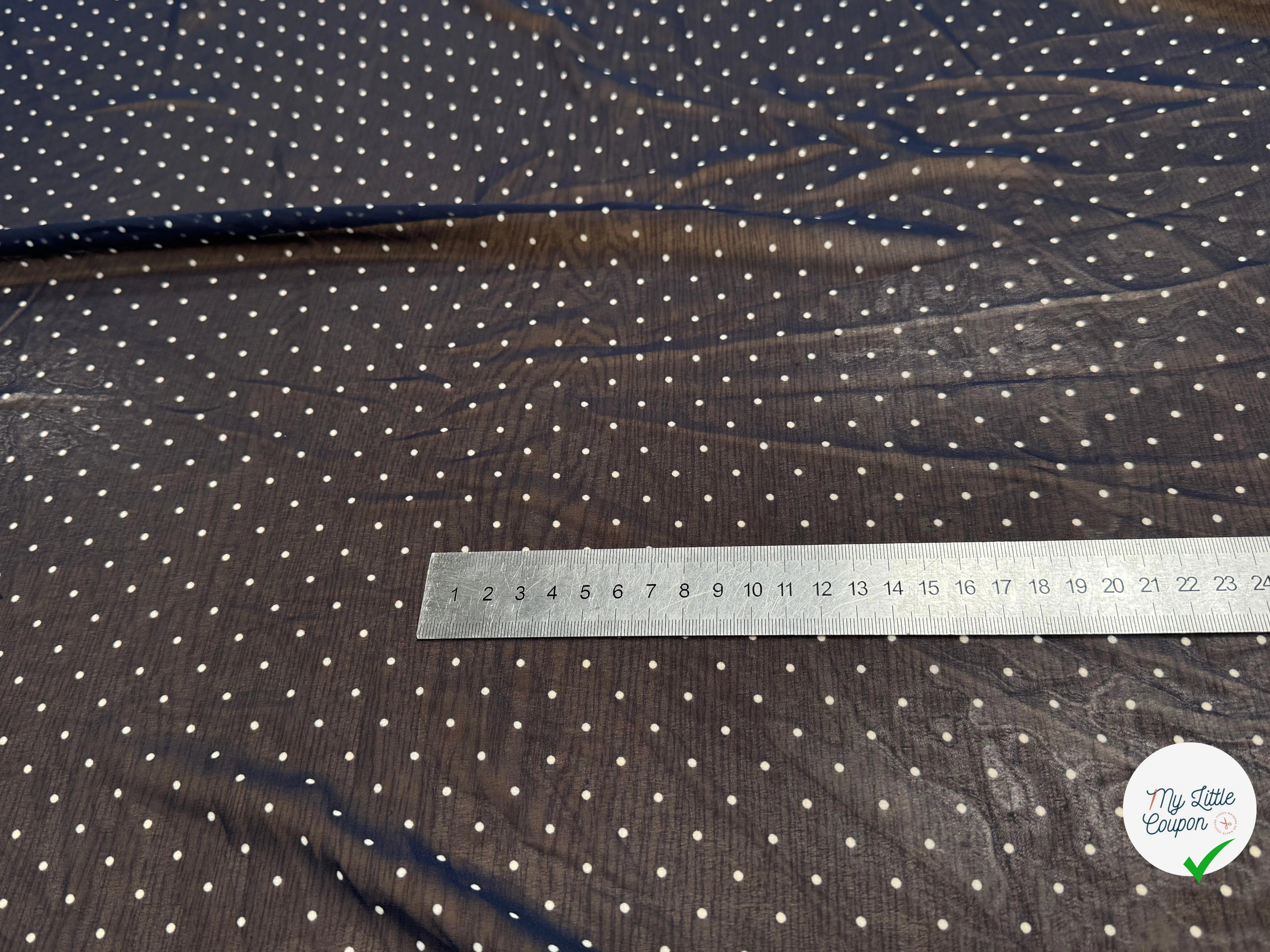 CHIFFON PRINTED LITTLE DOT FOND MARINE - My Little Coupon