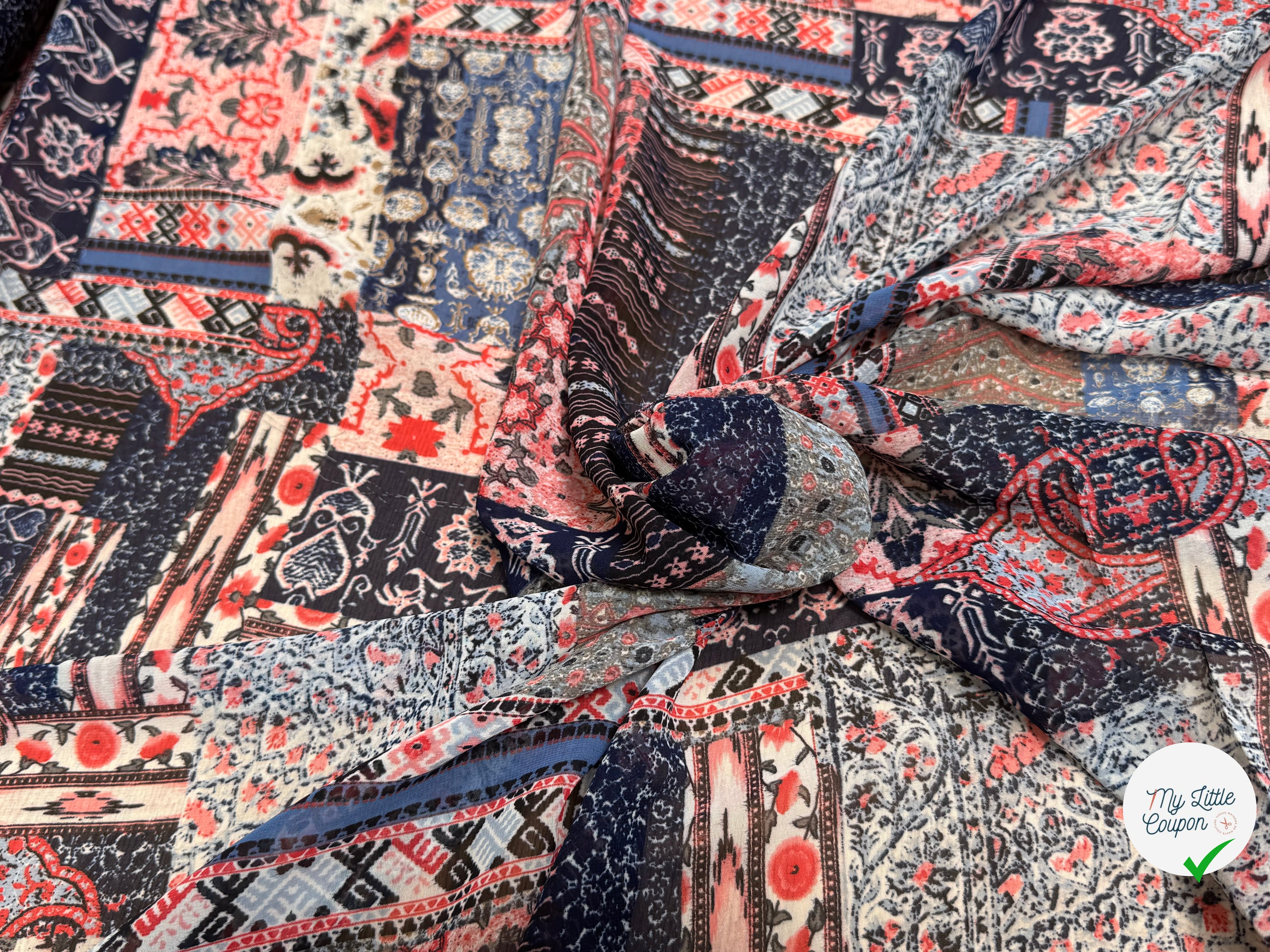 CHIFFON PRINTED LONDON BRICK MULTICOLORES - My Little Coupon