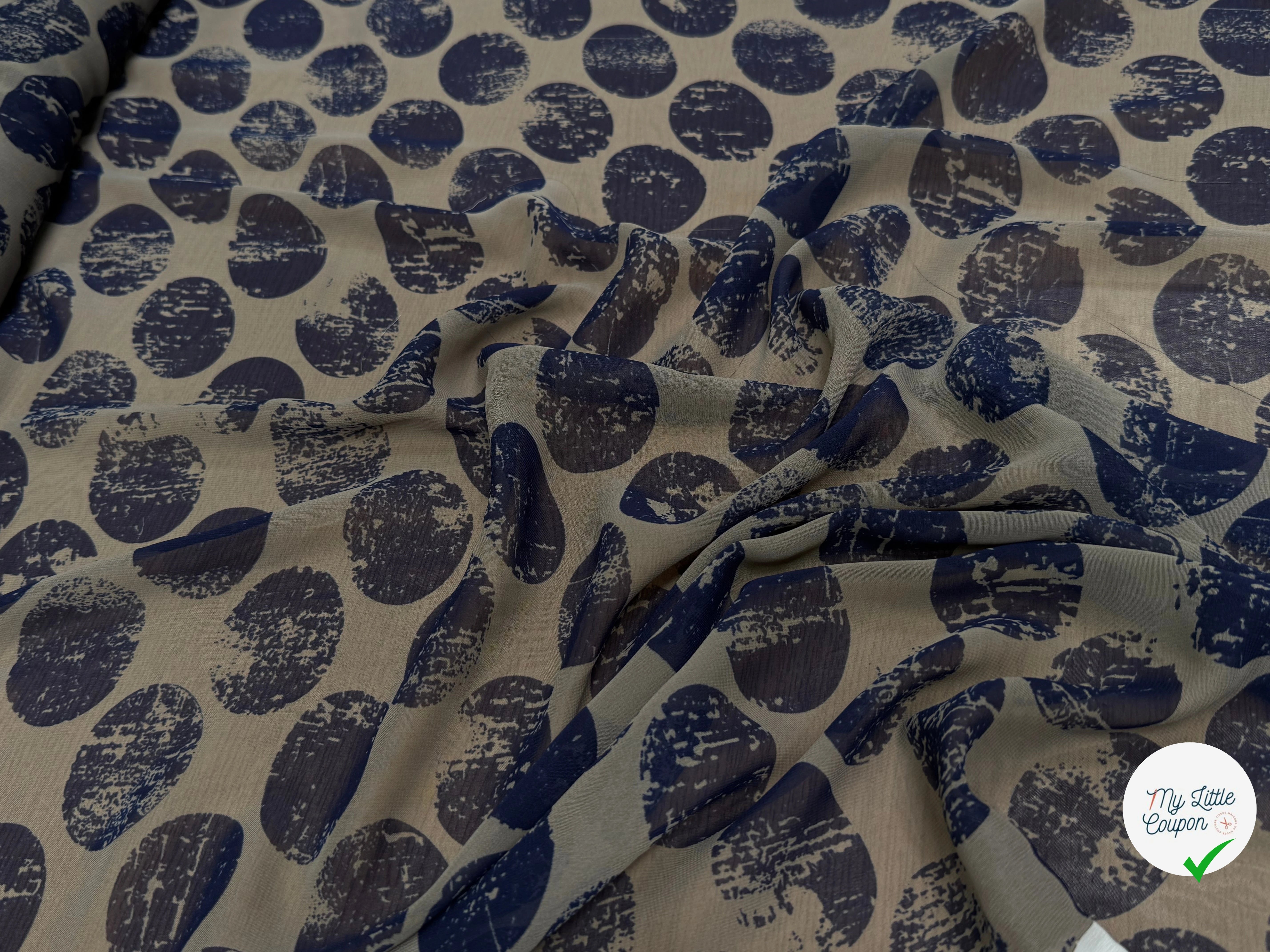CHIFFON PRINTED LUNE MARINE FOND GRIS FONCÉ - My Little Coupon
