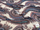 CHIFFON PRINTED MOTIFS ABSTRAITS MULTICOLORES FOND ÉCRU - My Little Coupon