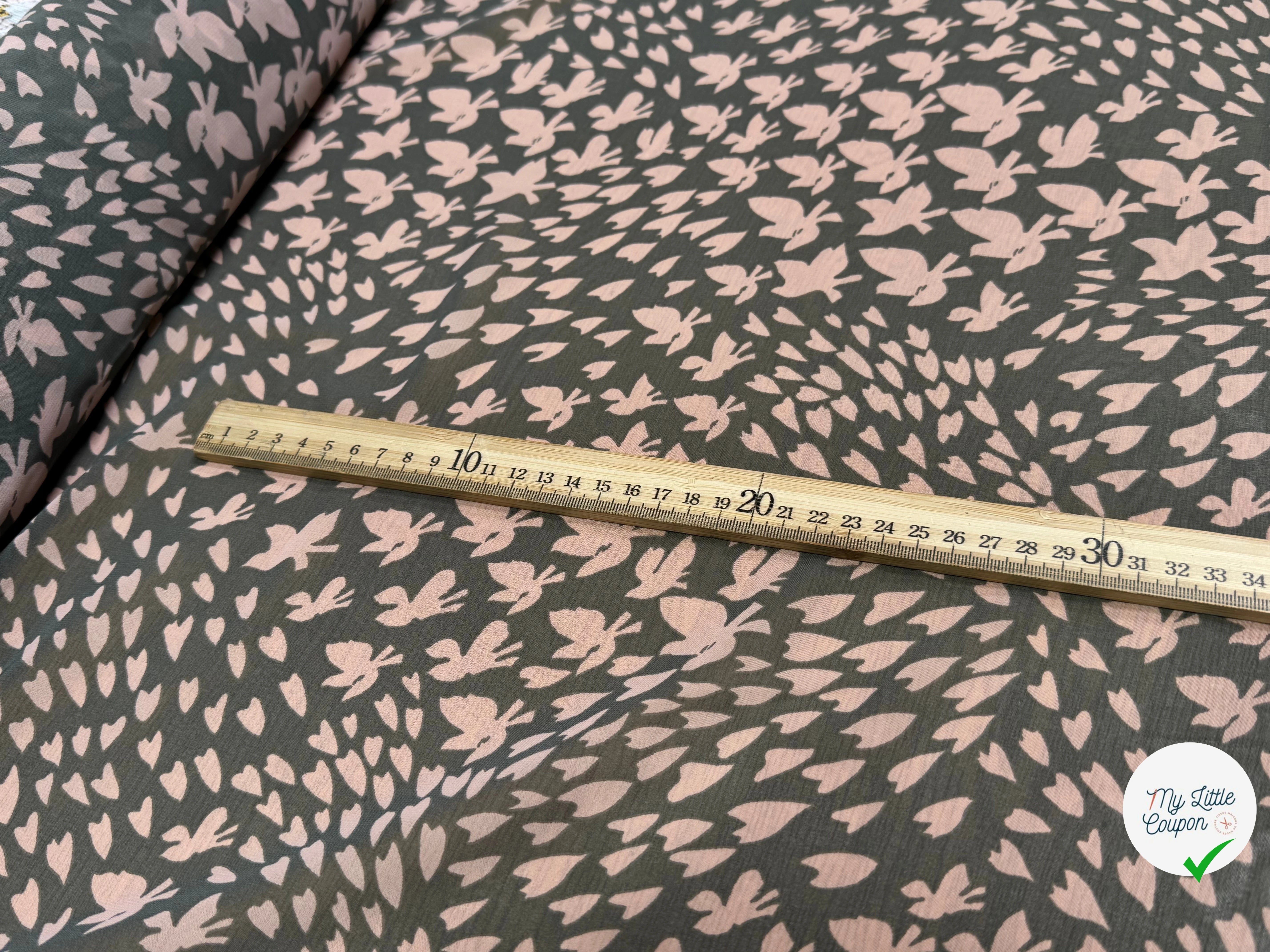 CHIFFON PRINTED PAPILLONS FOND KAKI - My Little Coupon