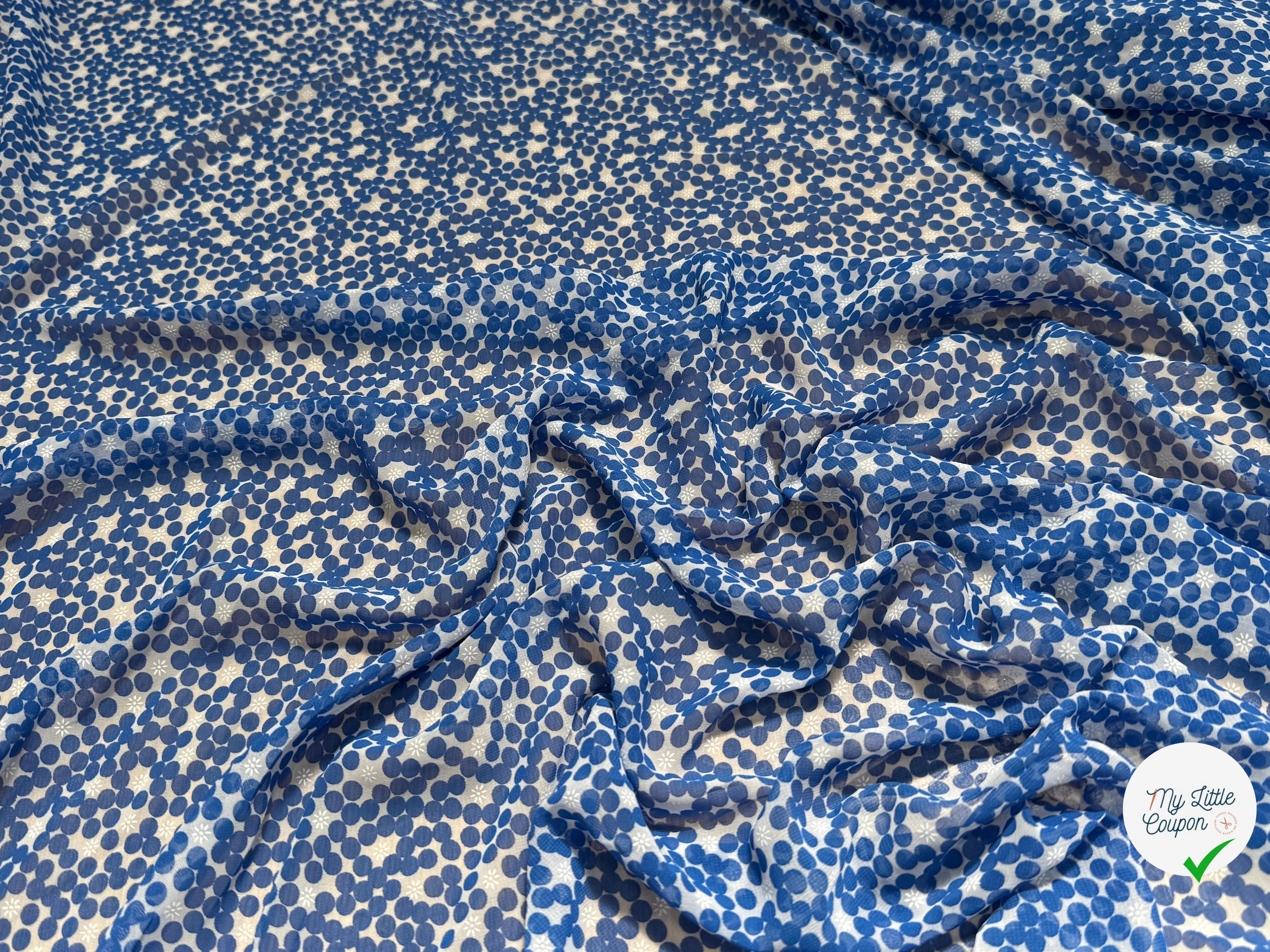 CHIFFON PRINTED POIS BULLES BLEU - My Little Coupon