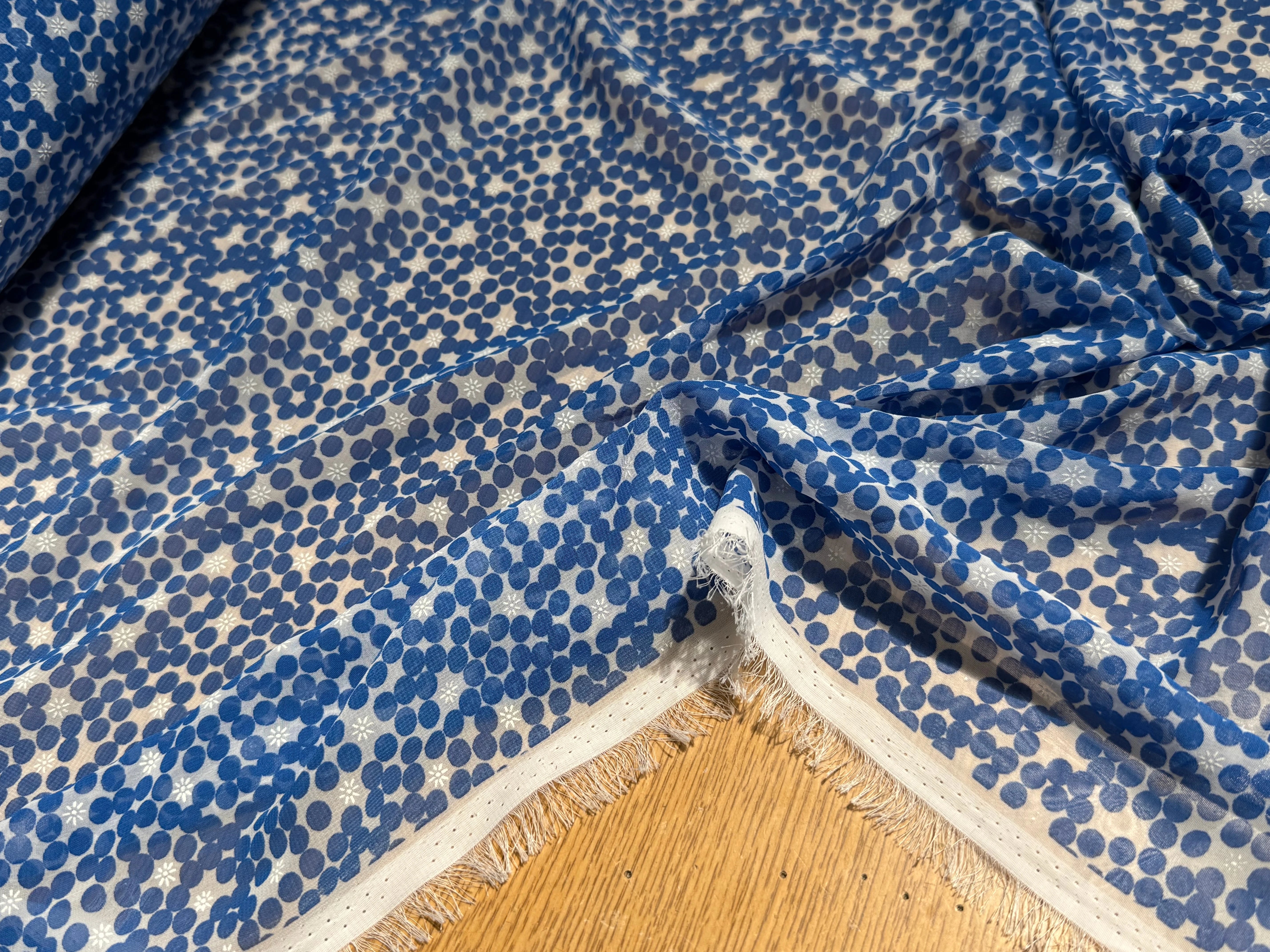 CHIFFON PRINTED POIS BULLES BLEU - My Little Coupon