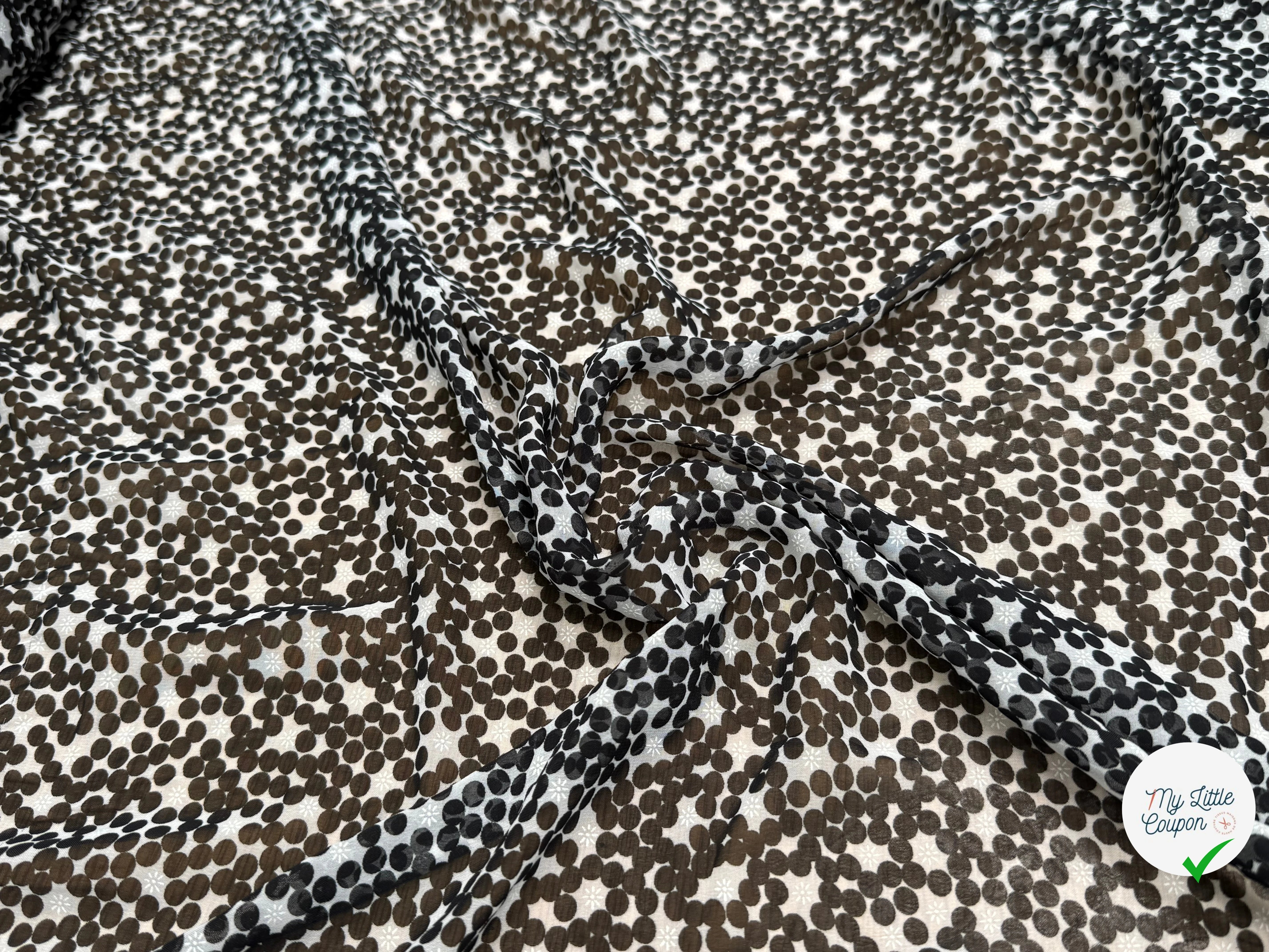 CHIFFON PRINTED POIS BULLES NOIR - My Little Coupon