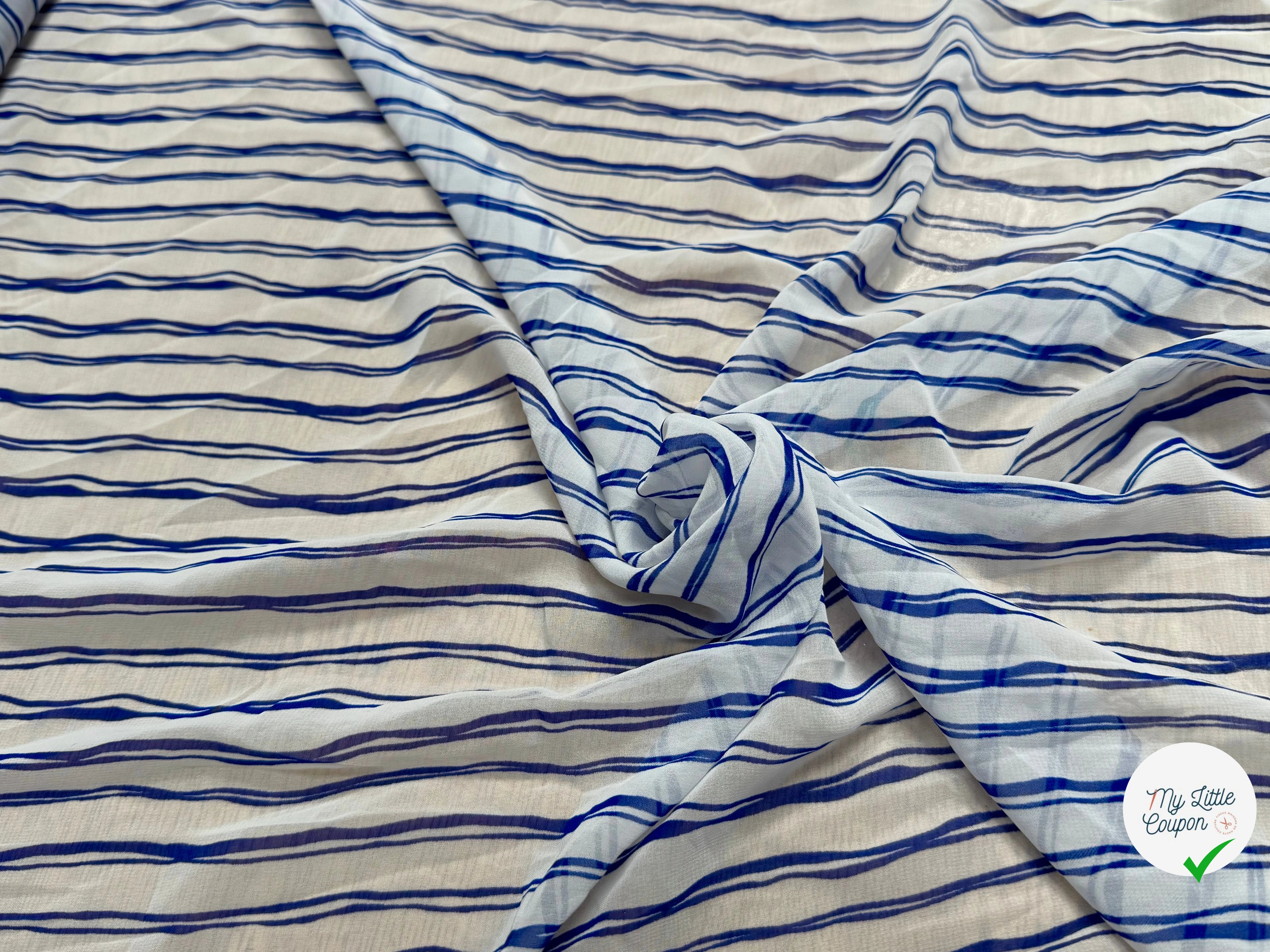 CHIFFON PRINTED RAYURES CROISÉES BLEUES - My Little Coupon