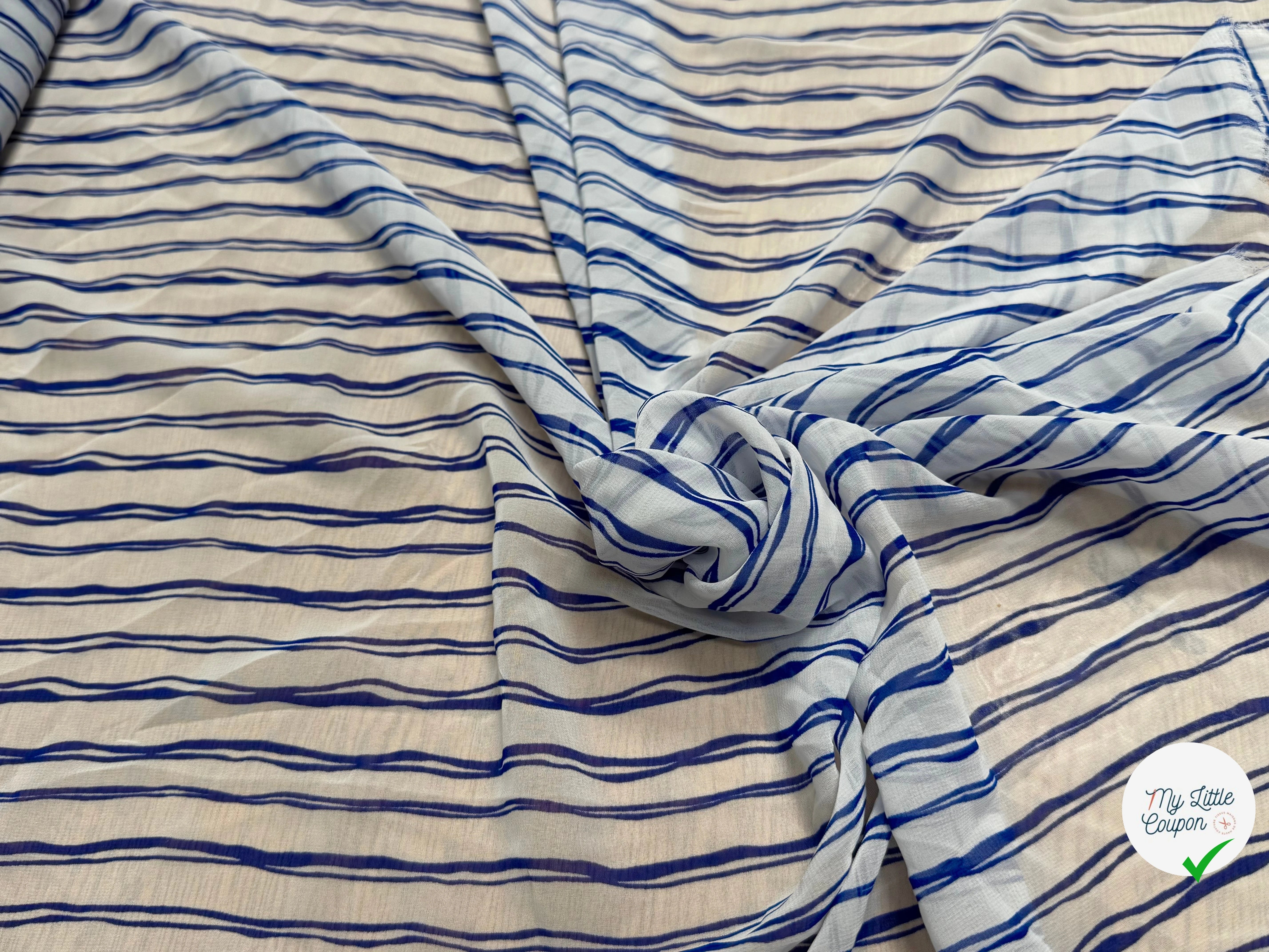 CHIFFON PRINTED RAYURES CROISÉES BLEUES - My Little Coupon