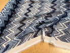 CHIFFON PRINTED RAYURES ZIG-ZAG BLEU BLANC - My Little Coupon