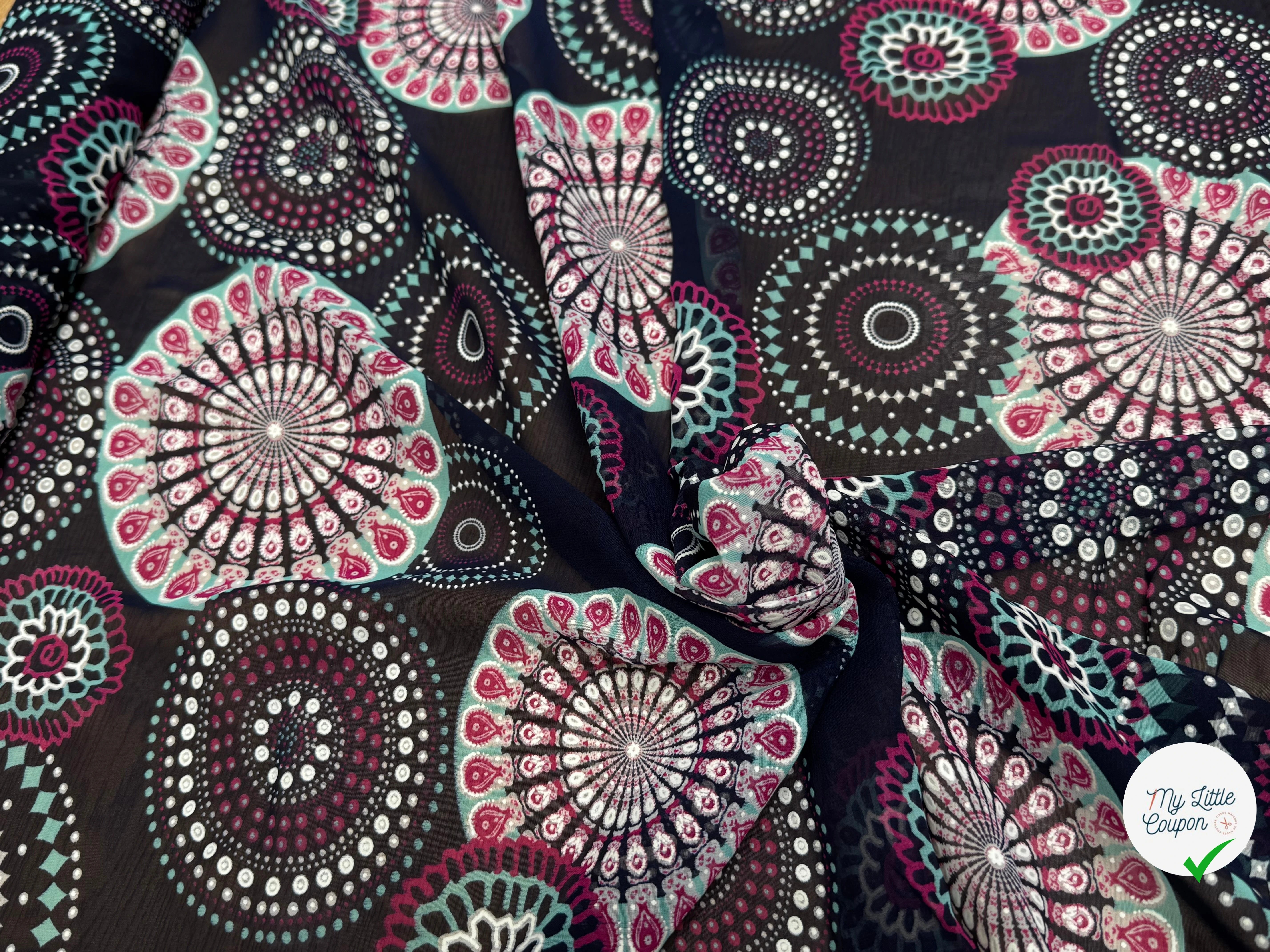 CHIFFON PRINTED SHELL FOND MARINE - My Little Coupon
