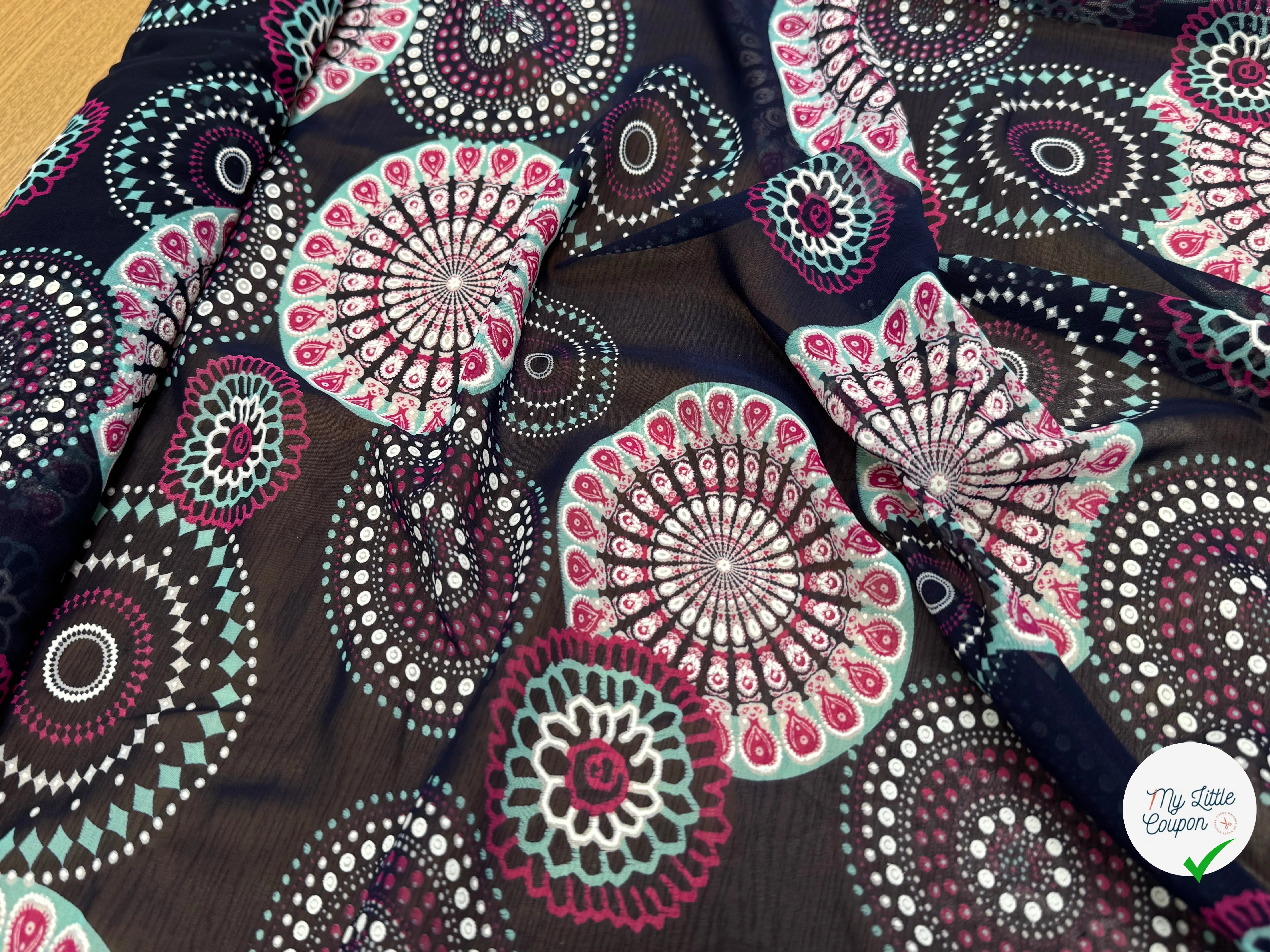 CHIFFON PRINTED SHELL FOND MARINE - My Little Coupon