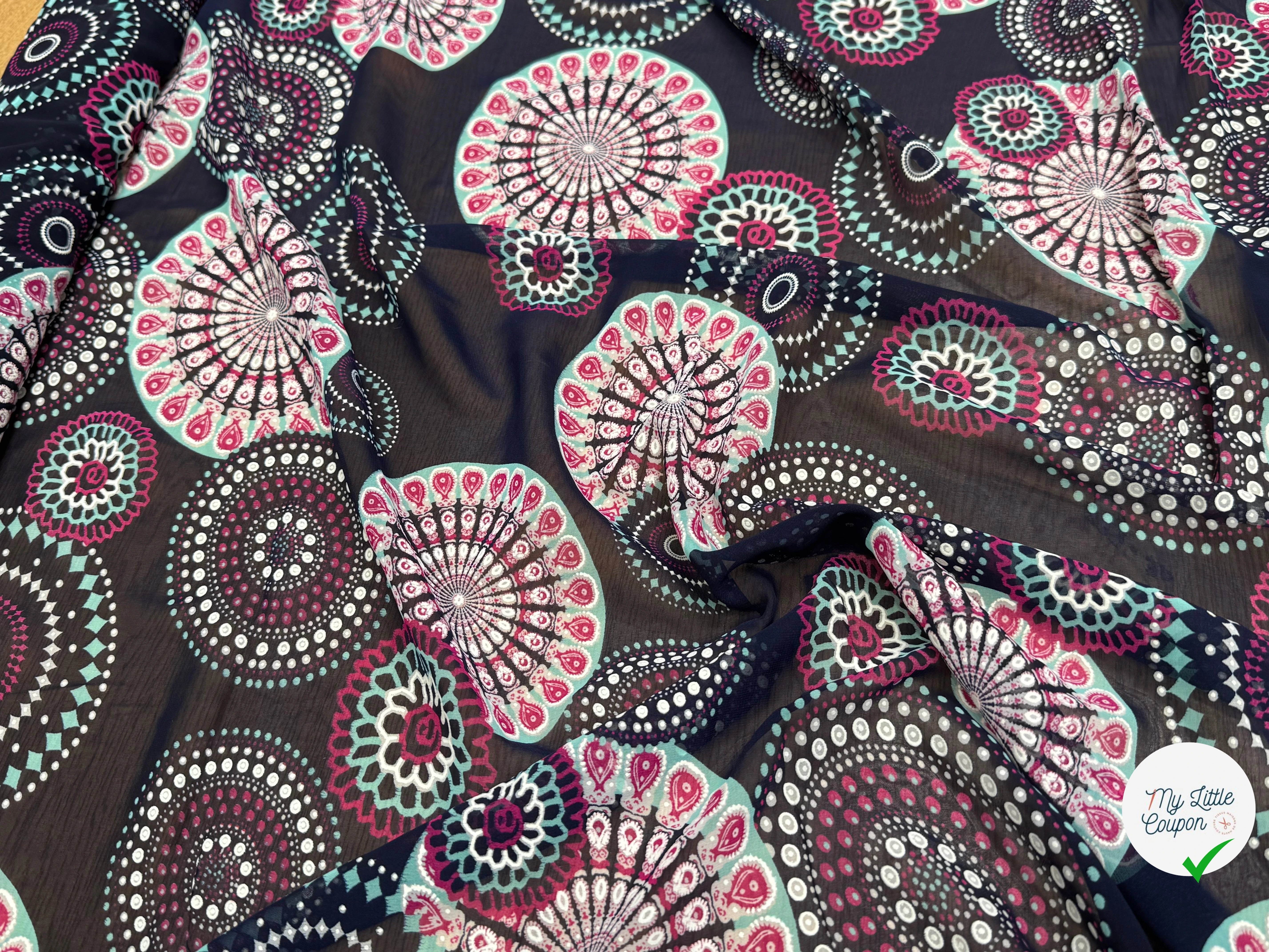 CHIFFON PRINTED SHELL FOND MARINE - My Little Coupon