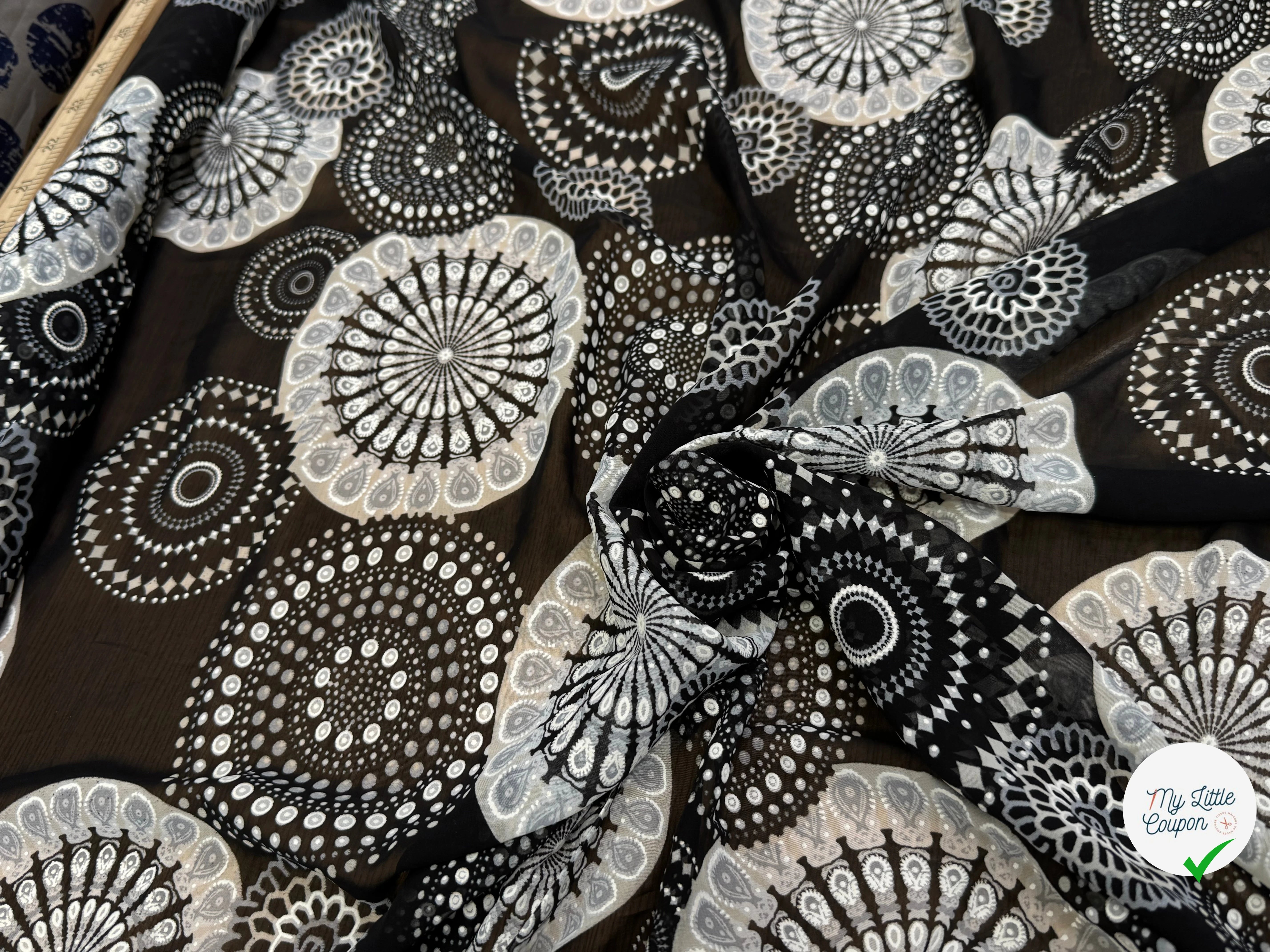 CHIFFON PRINTED SHELL FOND NOIR - My Little Coupon