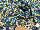 CHIFFON PRINTED TRÈS JOLIES FLEURS MULTICOLORES BLEU JAUNE&TURQUOISE - My Little Coupon