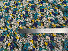 CHIFFON PRINTED TRÈS JOLIES FLEURS MULTICOLORES BLEU JAUNE&TURQUOISE - My Little Coupon