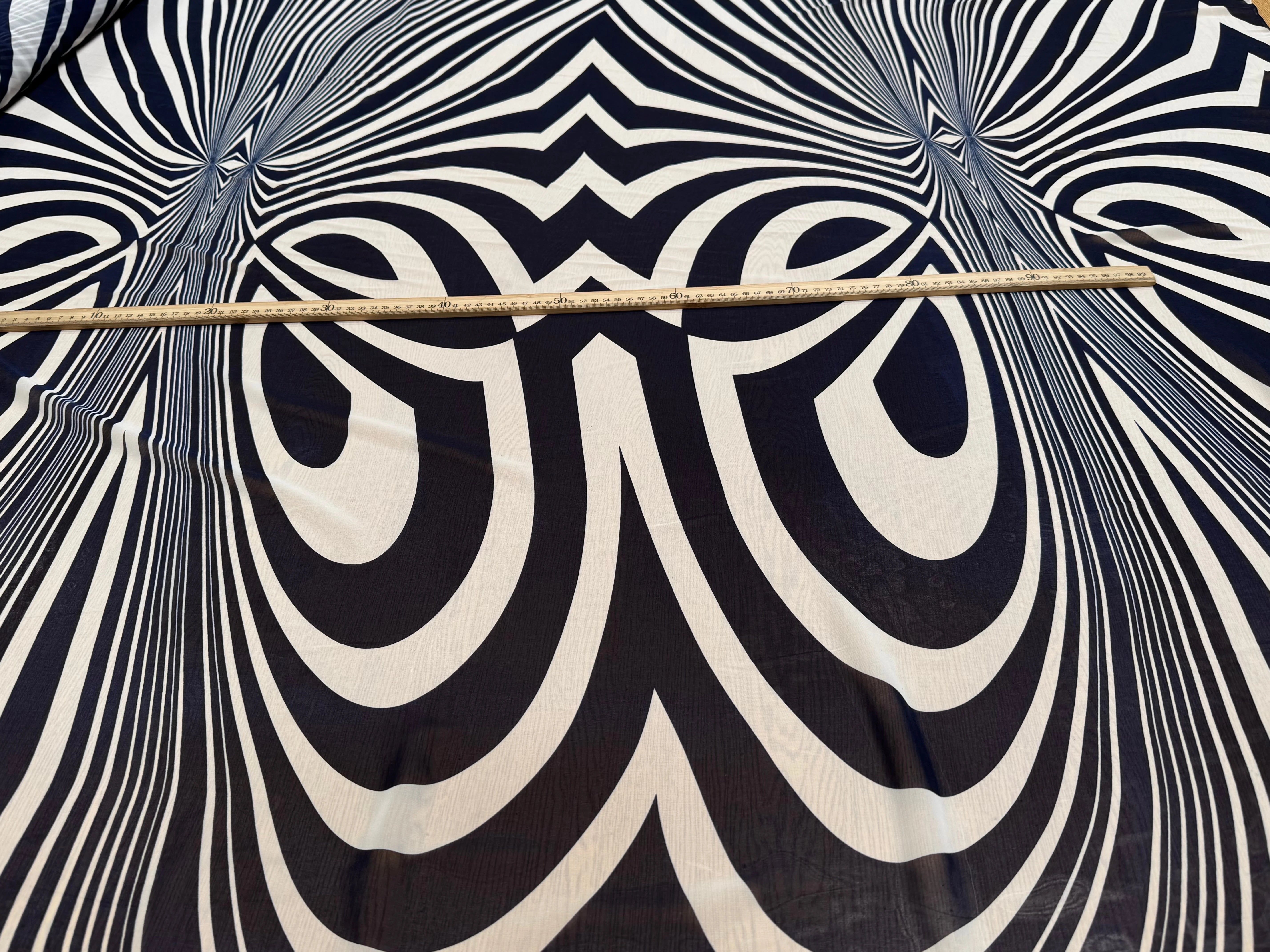 CHIFFON PRINTED ZEBRE ÉCRU FOND MARINE - My Little Coupon